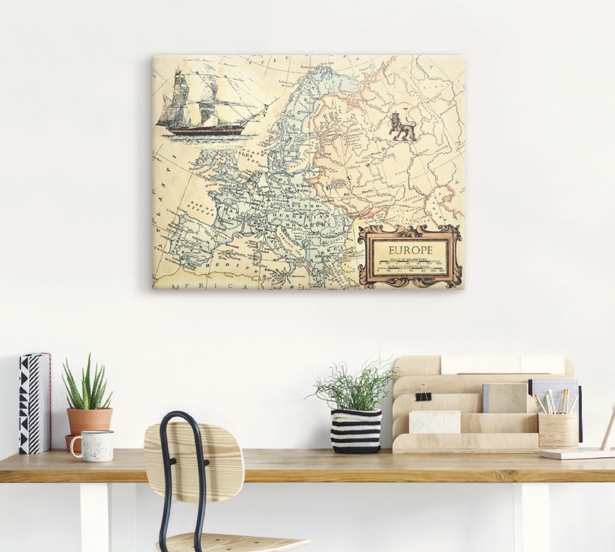 Artland Wandbild »Europakarte«, Landkarten, (1 St.), als Leinwandbild, Poster, Wandaufkleber in verschied. Größen