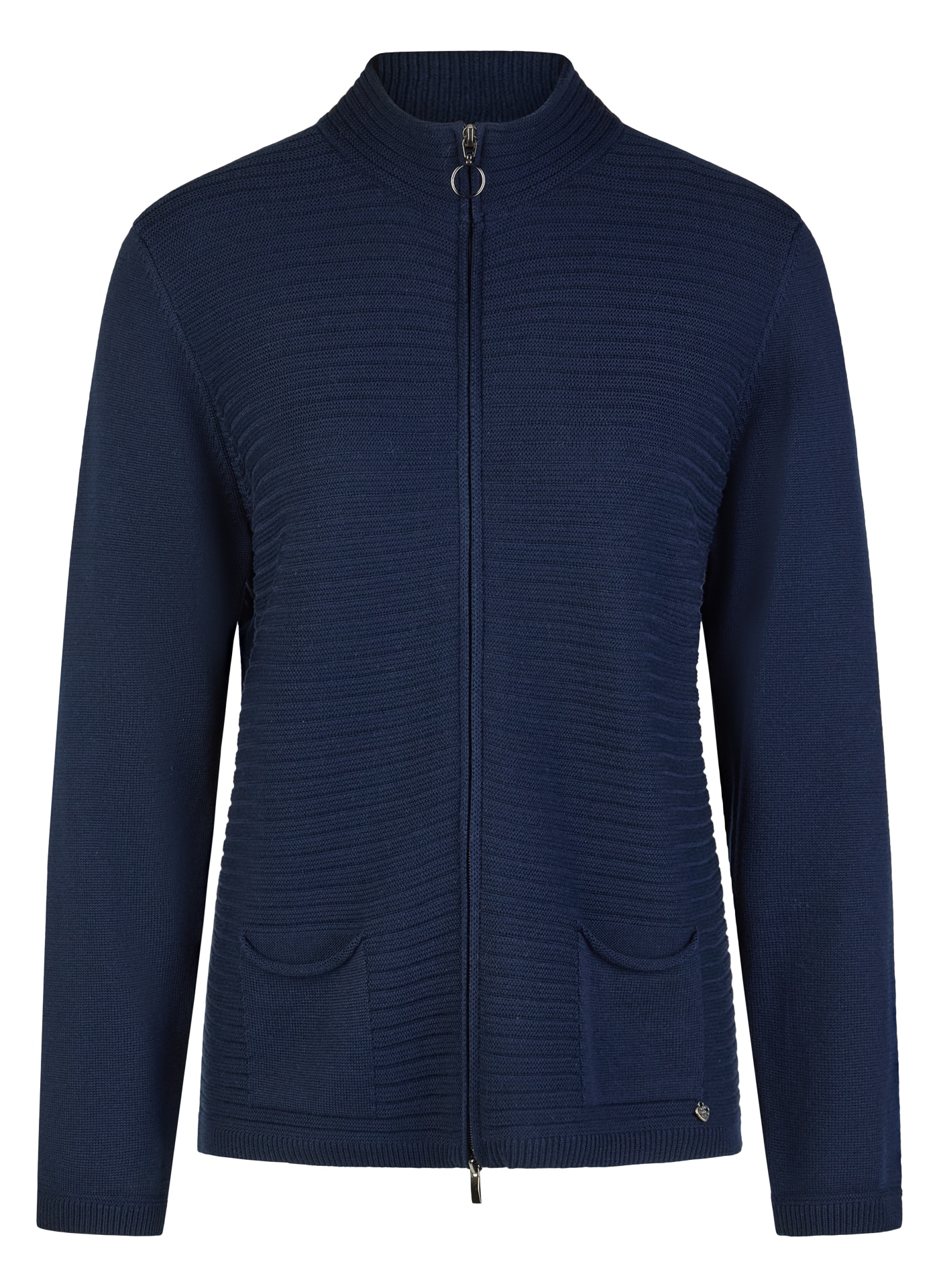 Rabe Strickjacke mit Stehkragen und Reißverschluss