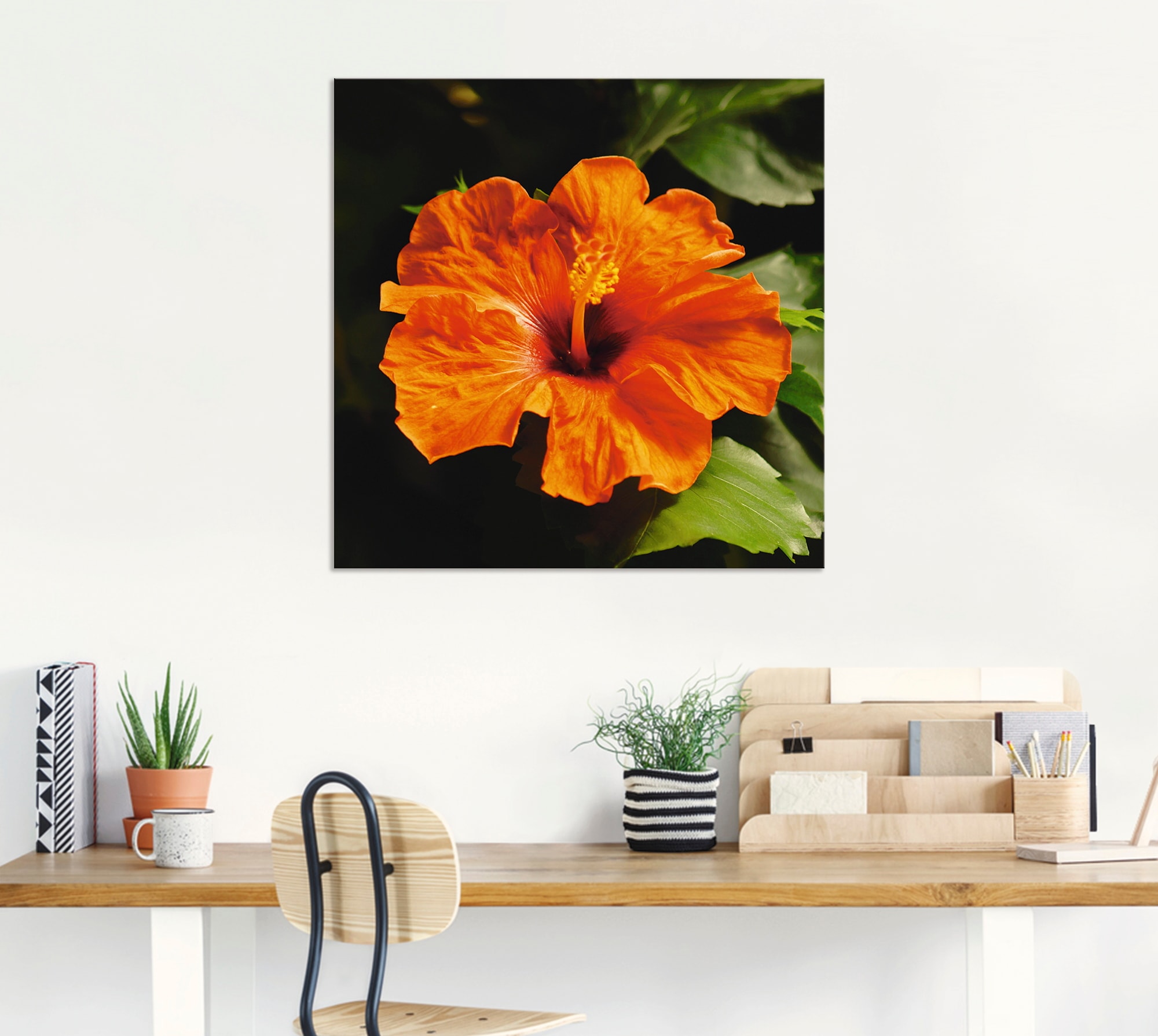 Artland Wandbild »Orangener Hibiskus«, Blumen, (1 St.), als Alubild, Leinwandbild, Wandaufkleber oder Poster in versch. Größen