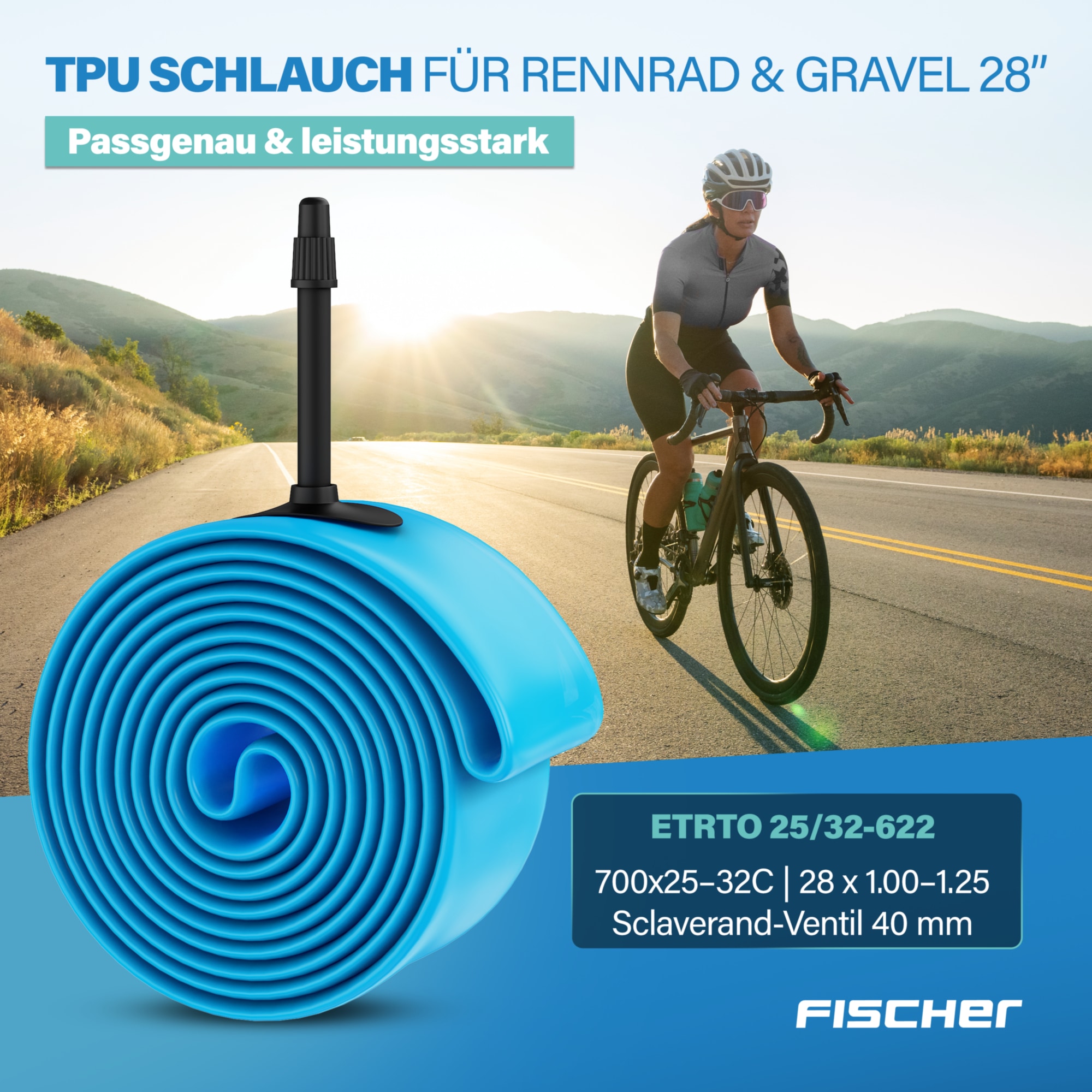 FISCHER Fahrrad Fahrradschlauch »TPU-Schlauch Road 28" 25/32-622«