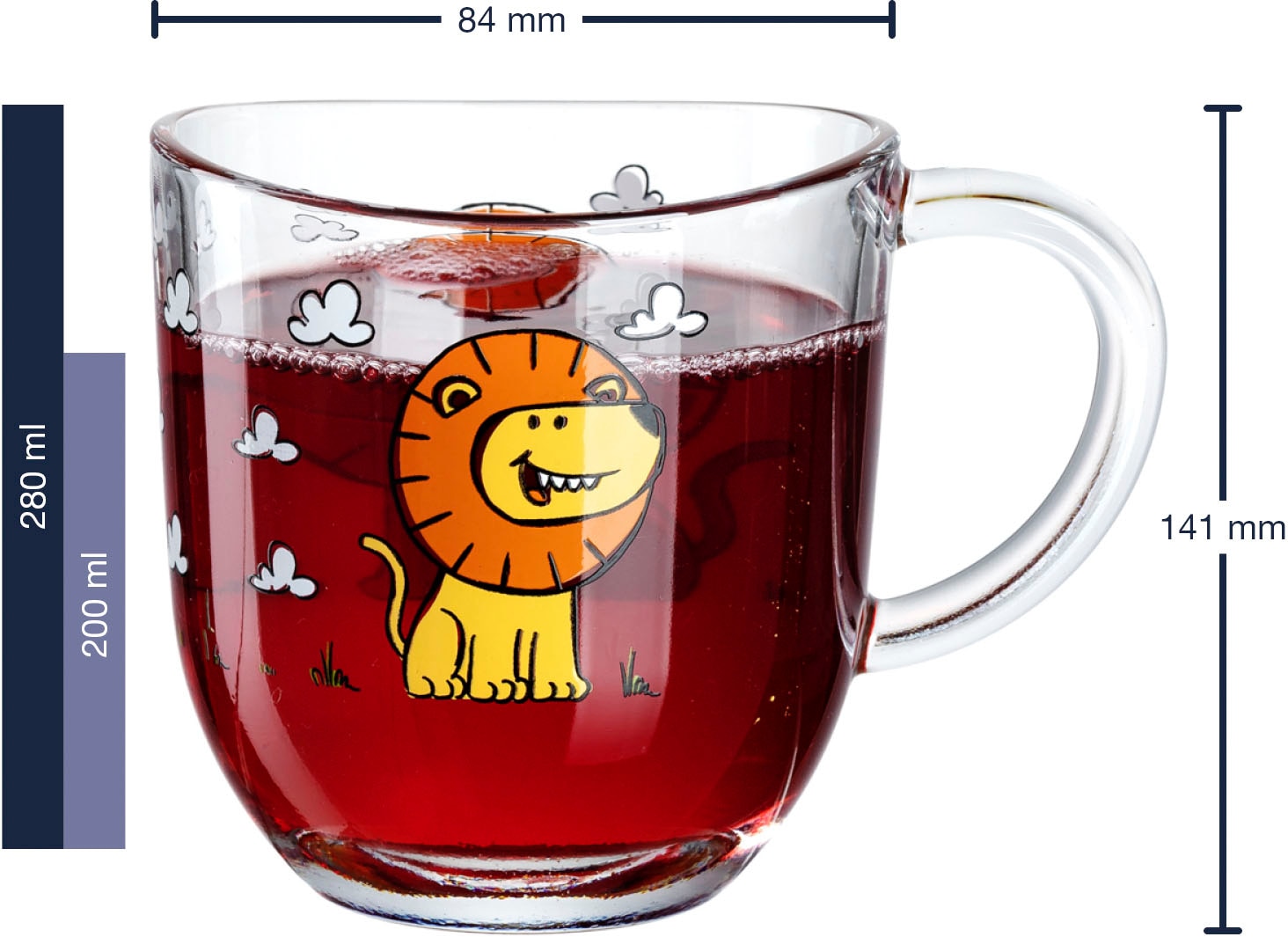 LEONARDO Tasse »BAMBINI Löwe«, (Set, 6 tlg.), 280 ml, 6-teilig