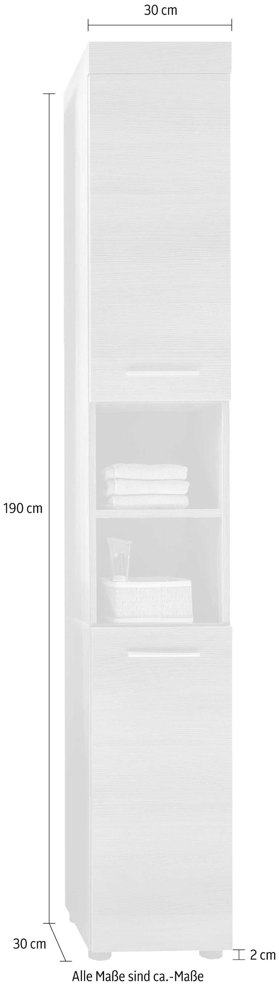 welltime Hochschrank »Royan« Hochschrank mit 2 Türen & 2 Fächern - (B/T/H) 30/31/190 cm