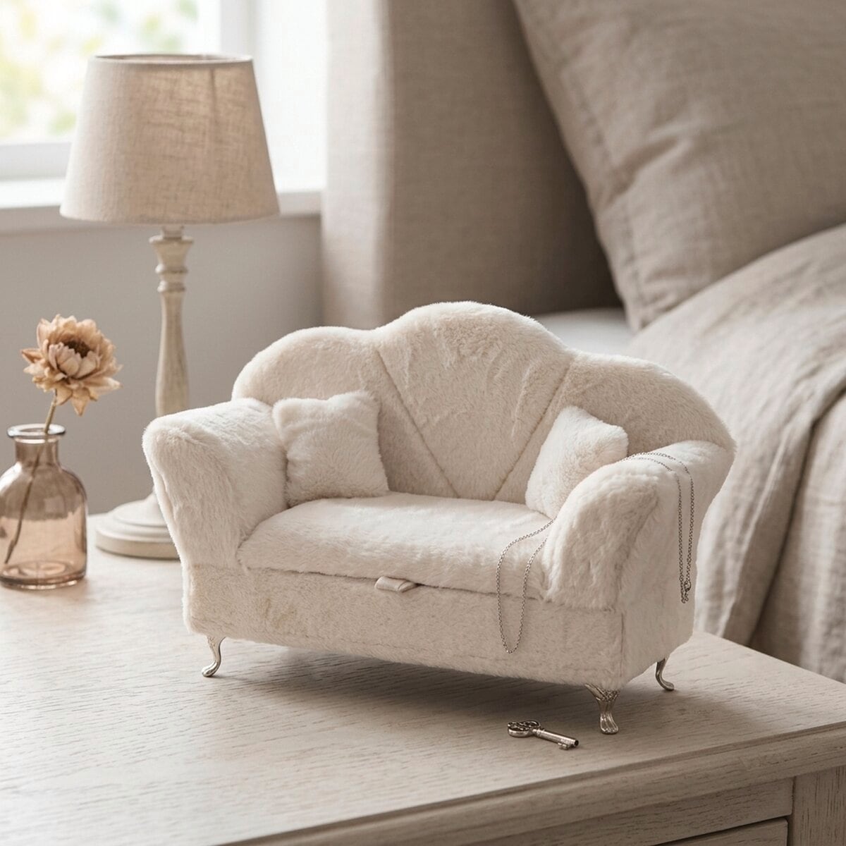 OTTO home Schmuckkasten »Couchy cremeweiß« Weiche Plüschveredelung zum Schutz empfindlicher Schmuckstücke