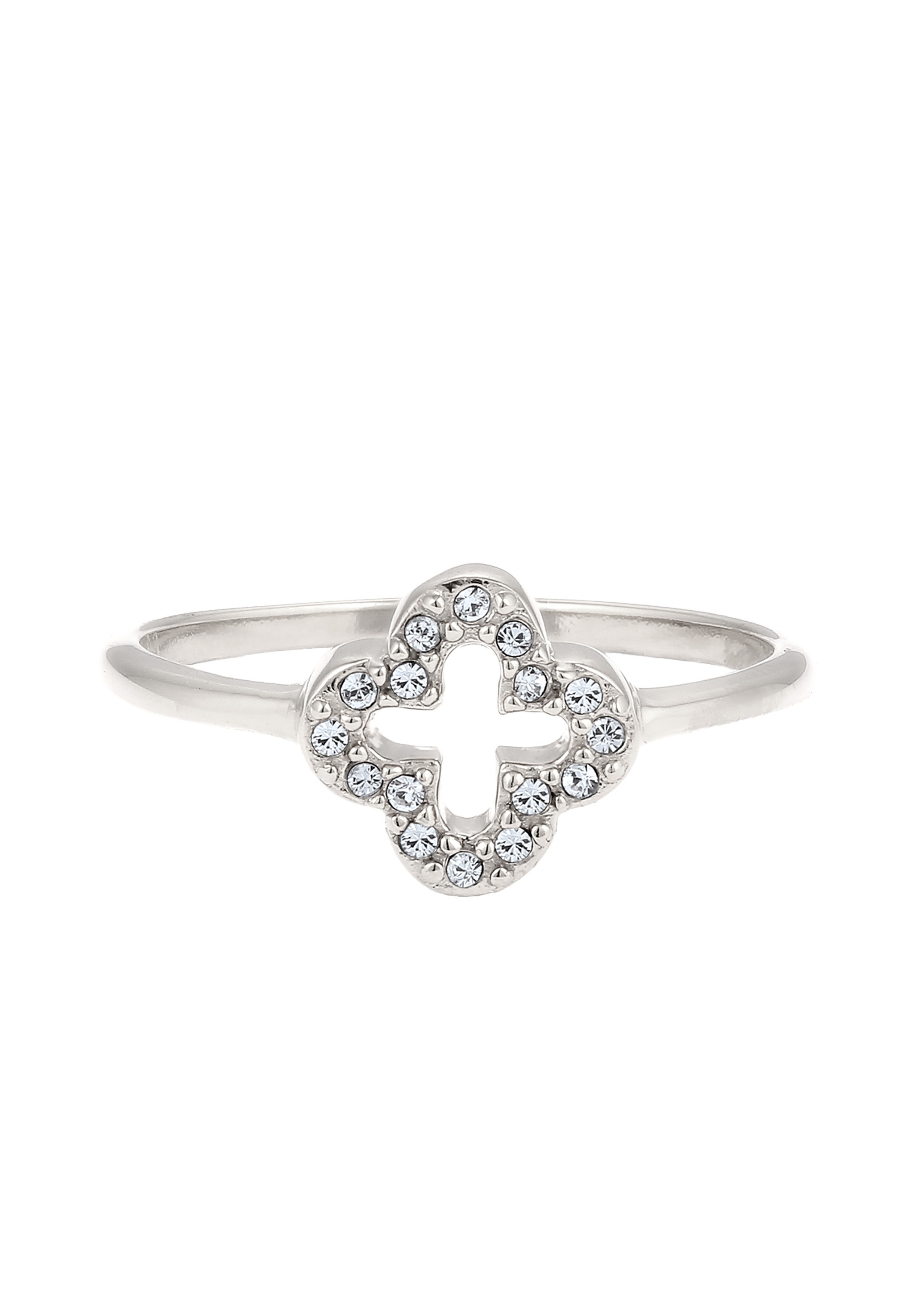 Elli Silberring »Ring Kleeblatt Glas Kristalle Weiß 925 Sterling Silber«
