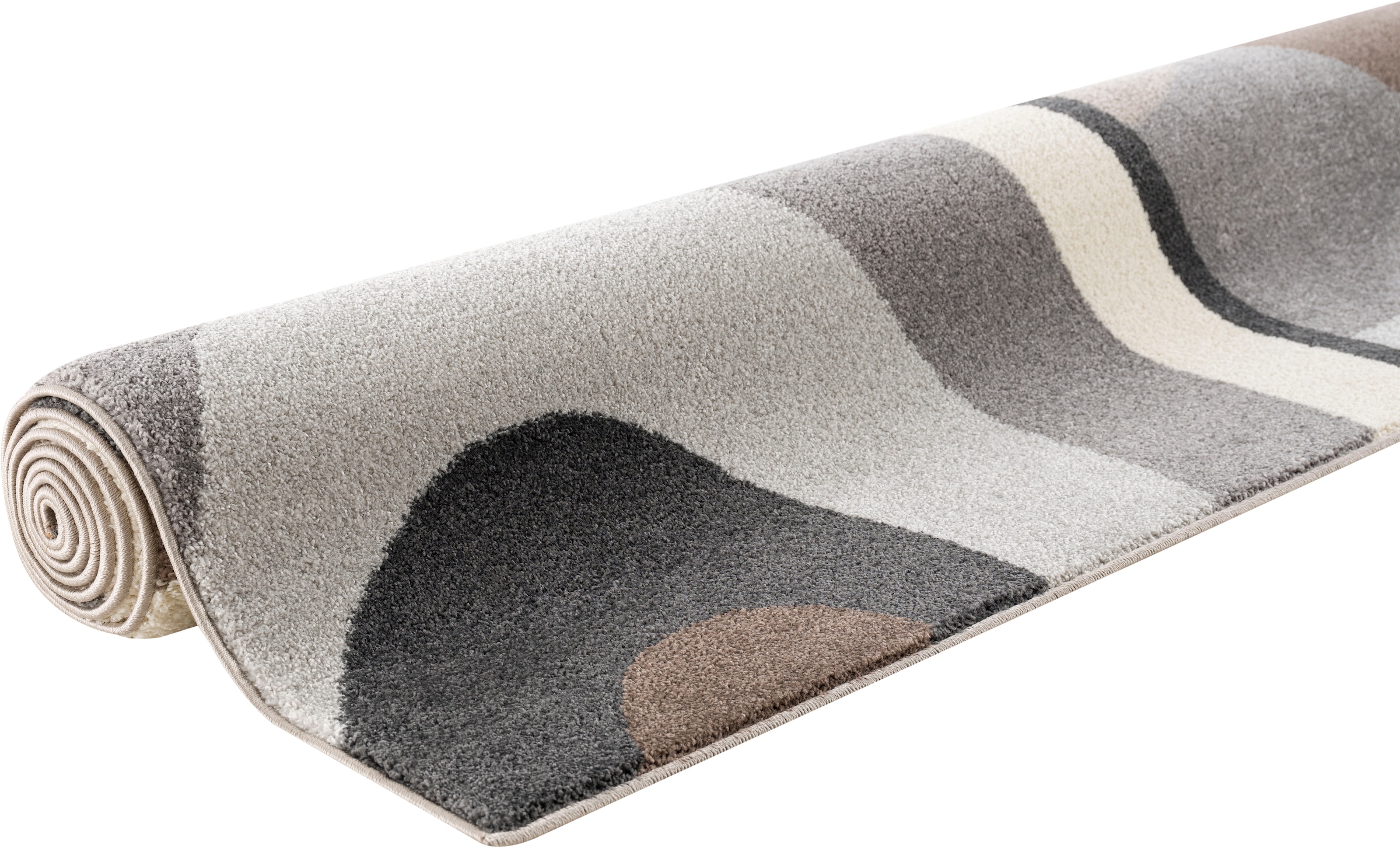 Wellen-Design, Konturenschnitt, OTTO-Shop »Neele«, im mit handgearbeitetem Wende-Teppich rechteckig, Teppich andas