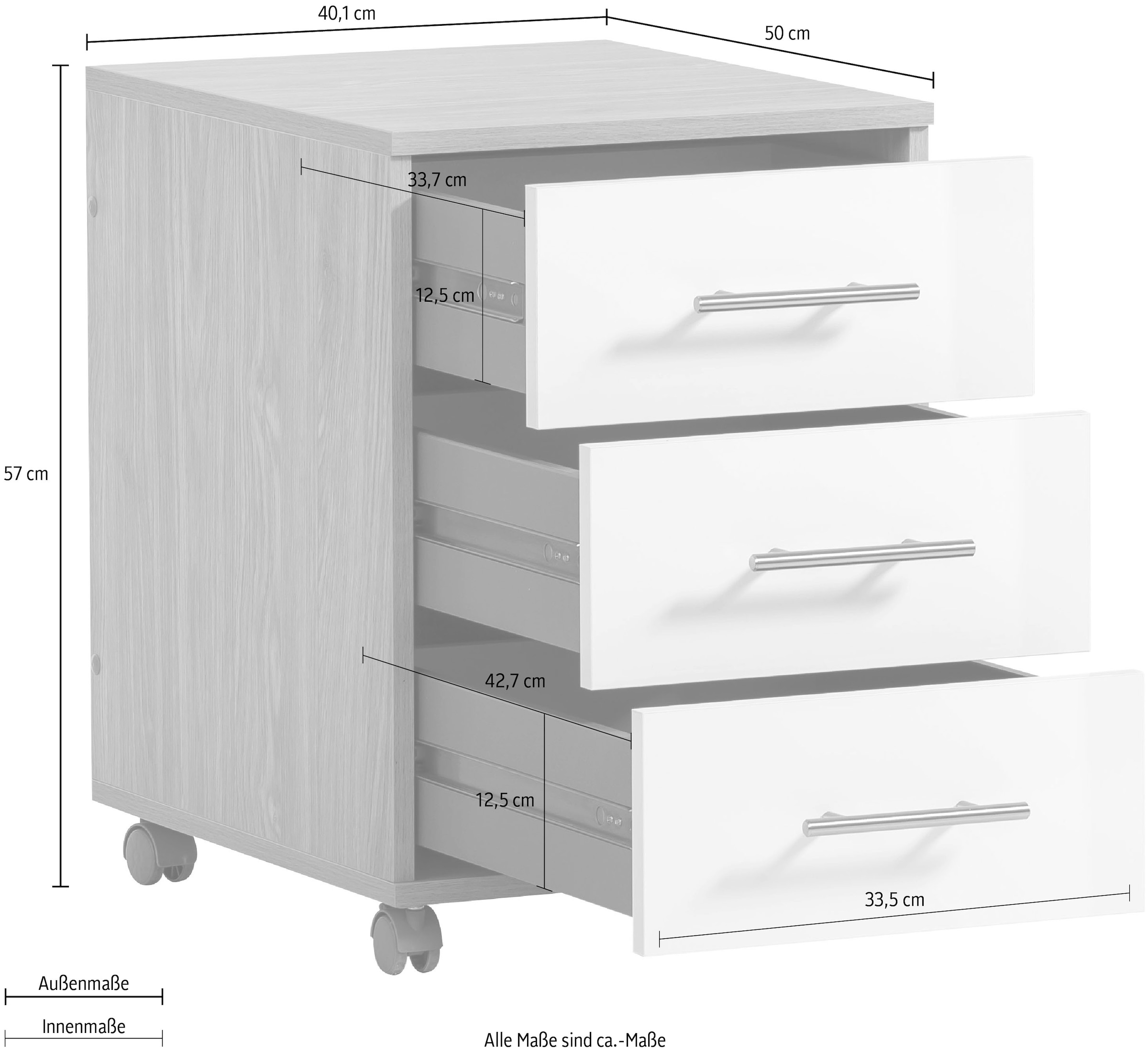 Schildmeyer Container »Antero«, Rollcontainer, 41/57 cm, auf Rollen