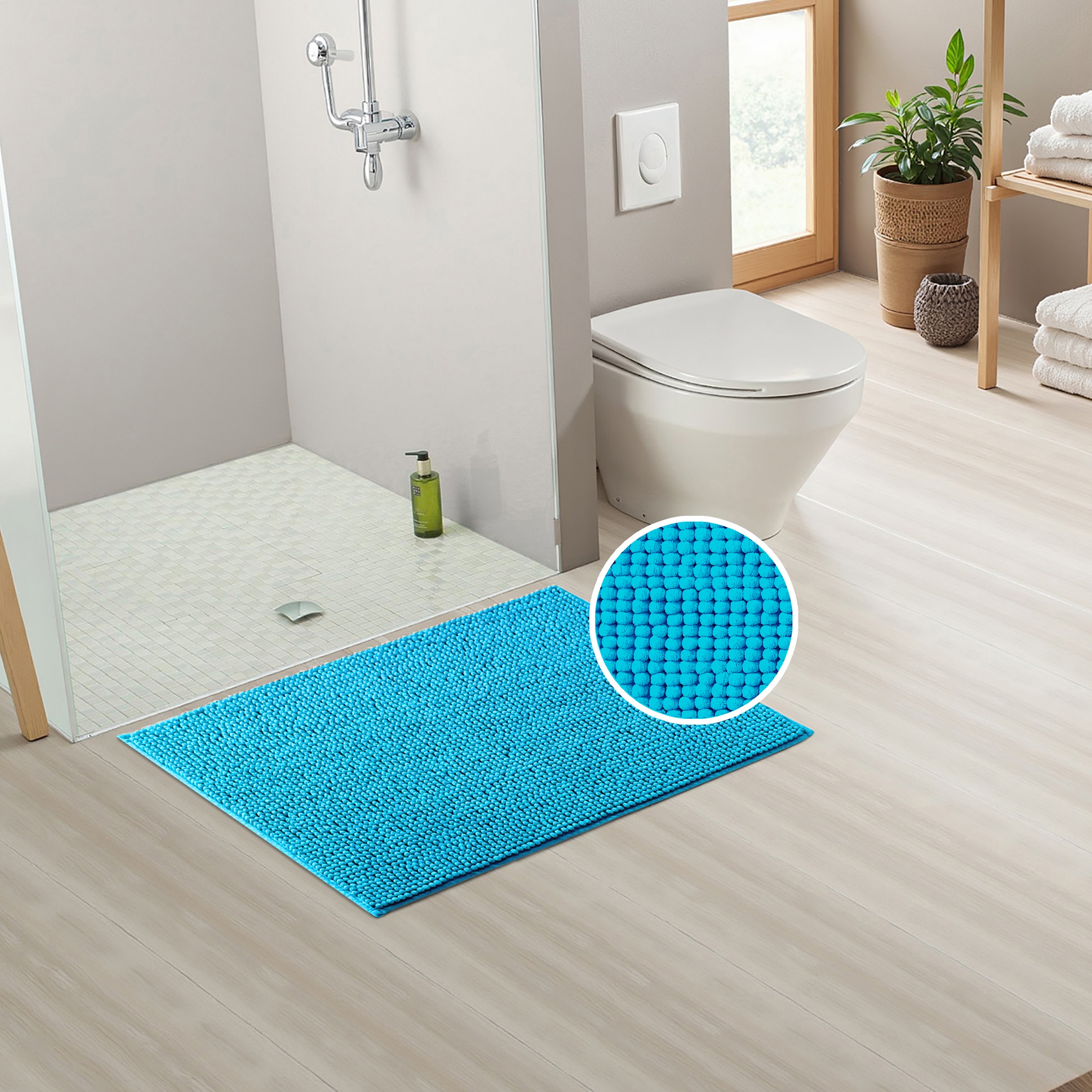 my home Badematte »Vanessa Chenille, Badvorleger, Badezimmer Teppich, Duschvorleger« Höhe 15 mm fußbodenheizungsgeeignet | schnell trocknend | strapazierfähig Uni Farben, besonders weich