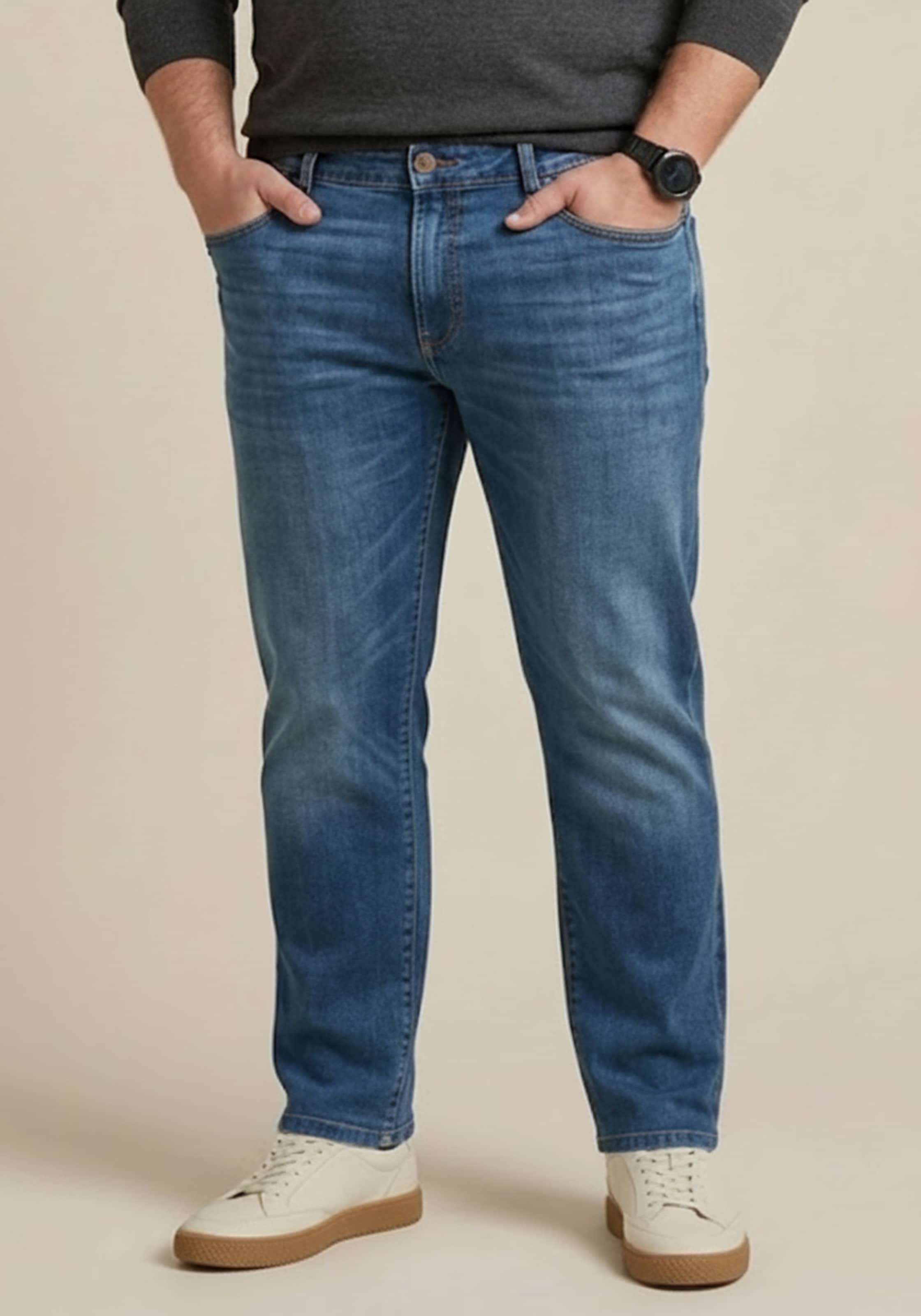 Man's World Plus Gerade Jeans »Große Größen, straight fit« mit Knopf- und Reißverschluss, Straight-Fit, gerader Beinverlauf