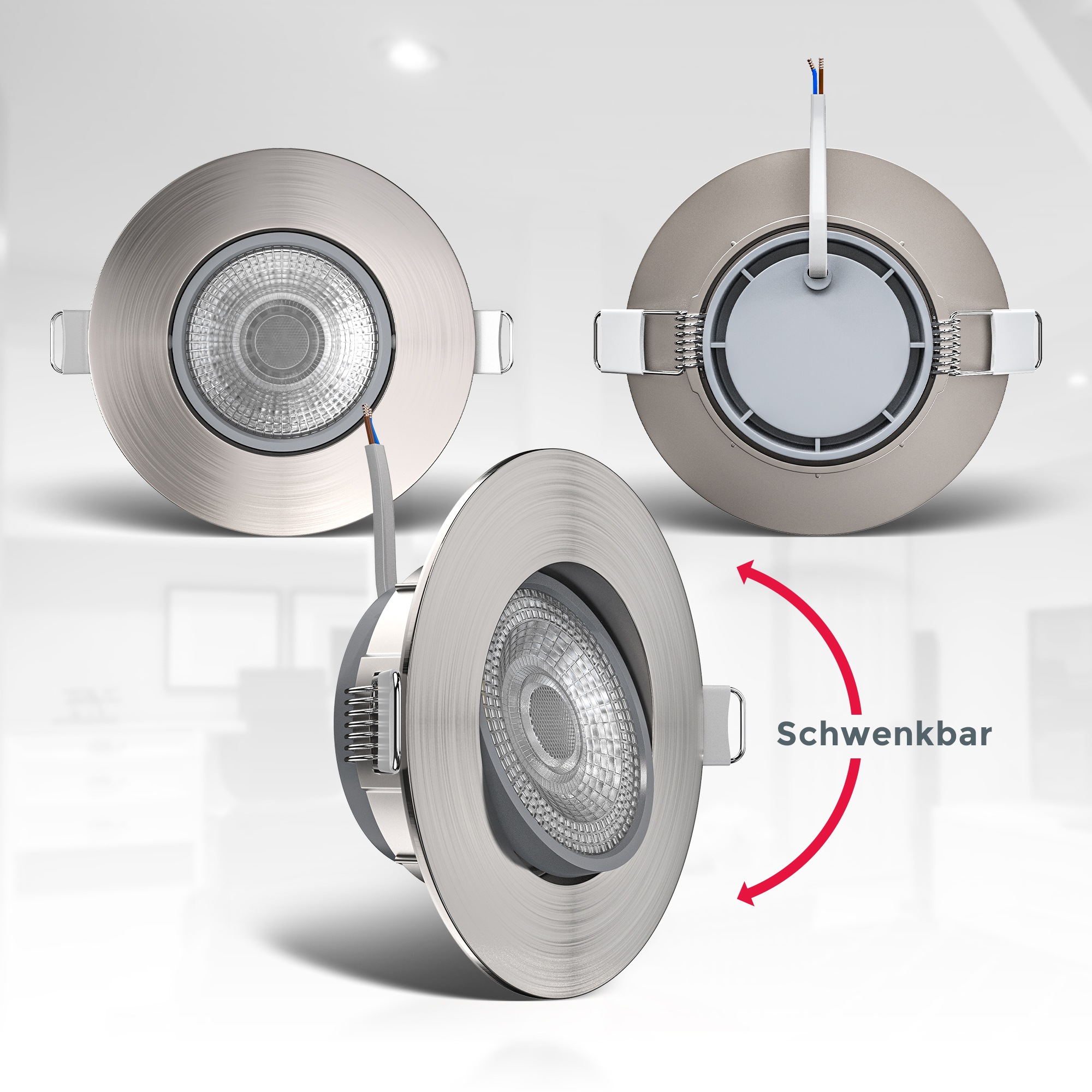 OTTO online Einbauleuchte, bei IP23, Einbauspots, flammig-flammig, 6er Deckenstrahler, SET LED B.K.Licht ultra-flach, schwenkbar, 6