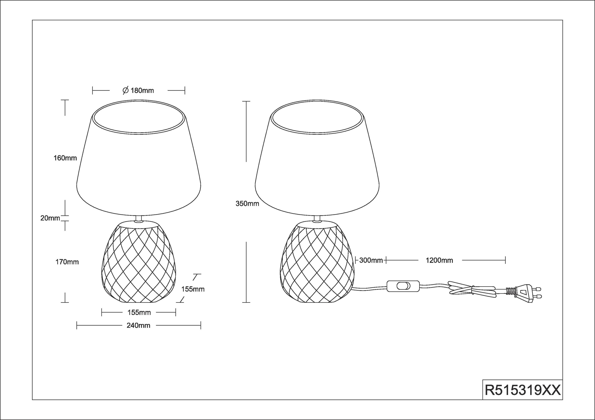 REALITY Leuchten Schreibtischlampe »ARIANA Tischleuchte exkl 1xE27 max60W Höhe 35cm Ø 24cm Nachttischlampe«, 1 flammig, Leuchtmittel E27 | Leuchtmittel wechselbar, Struktur Keramik Samt Schirm innen gold,Tischlampe mit Schnurschalter