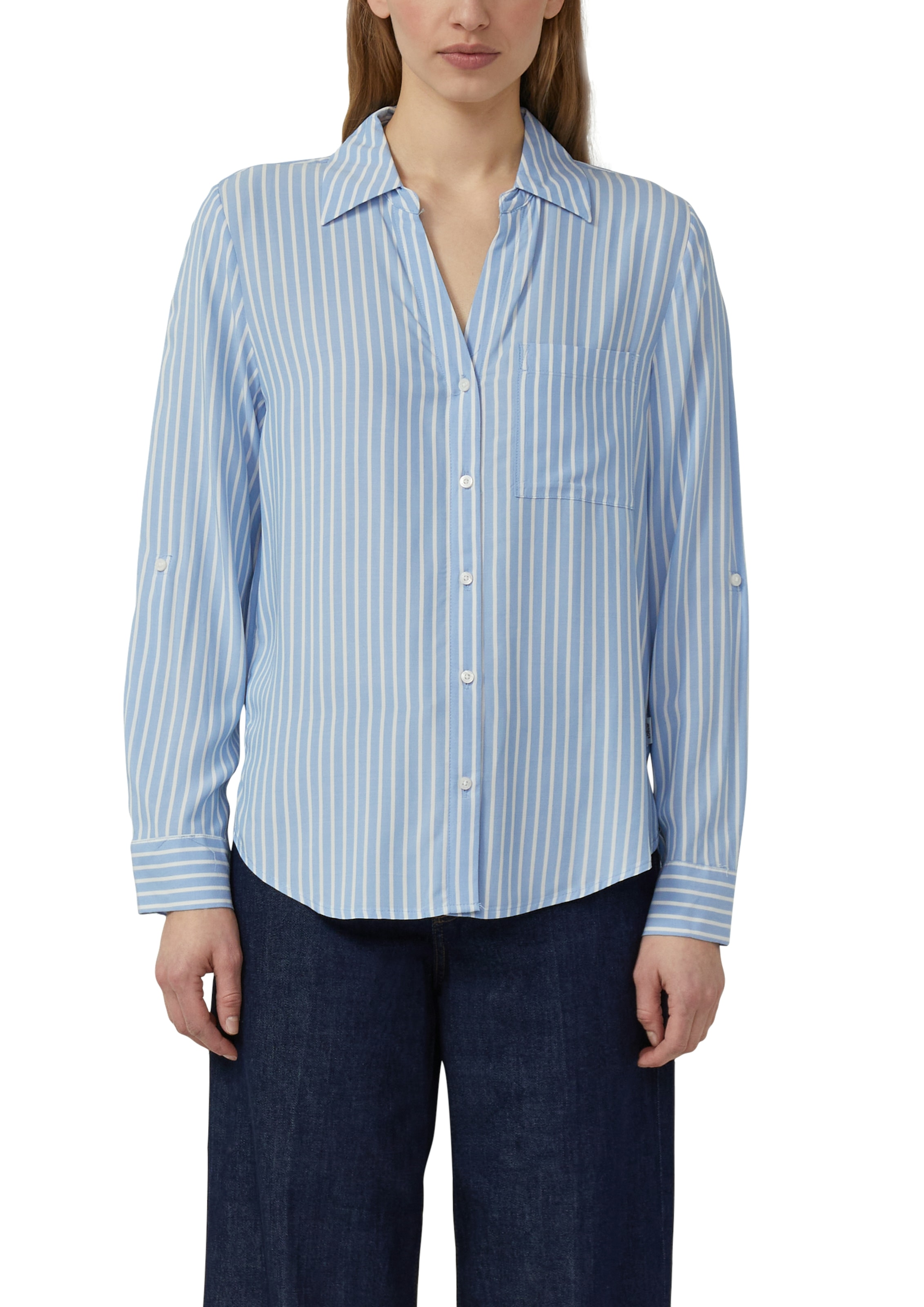 s.Oliver Langarmbluse im Streifen-Design und aus Viskose