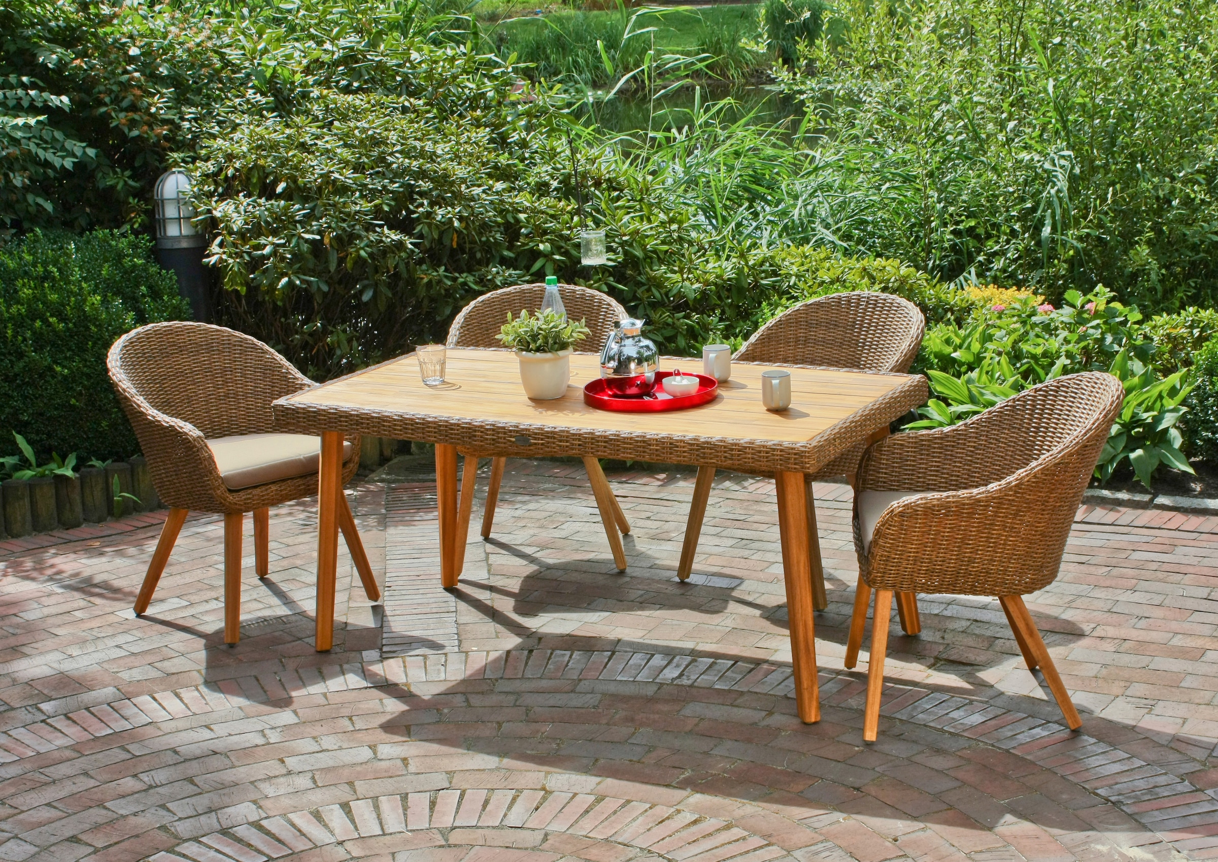Garden Pleasure Garten-Essgruppe »CARSON«, (5 tlg.), mit bequemer Polsterung