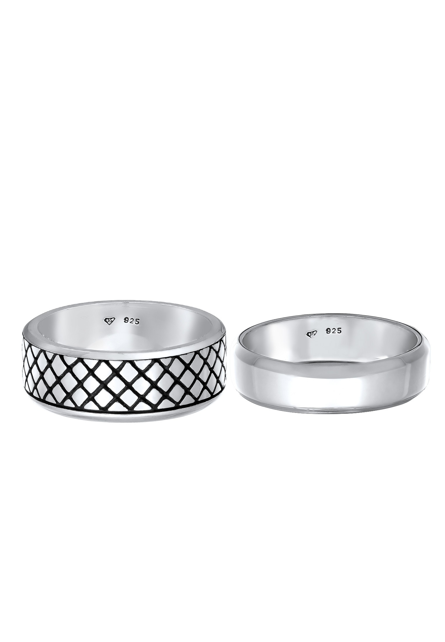 Kuzzoi Ring-Set »Ring Herren Bandring Basic 2er Set 925 Silber«