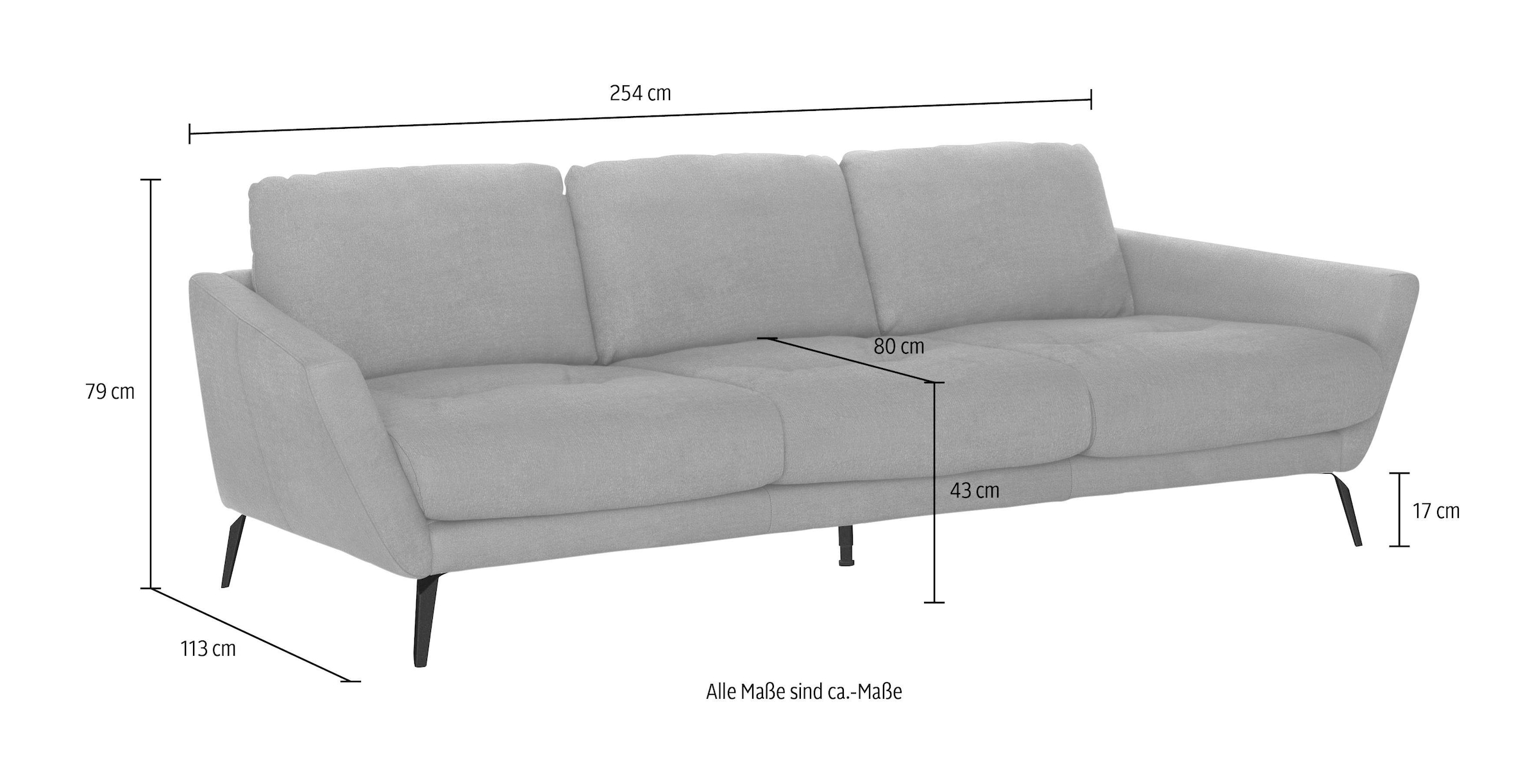 W.SCHILLIG Big-Sofa schwarz mit pulverbeschichtet »softy«, kaufen Füße online dekorativer Heftung Sitz, im