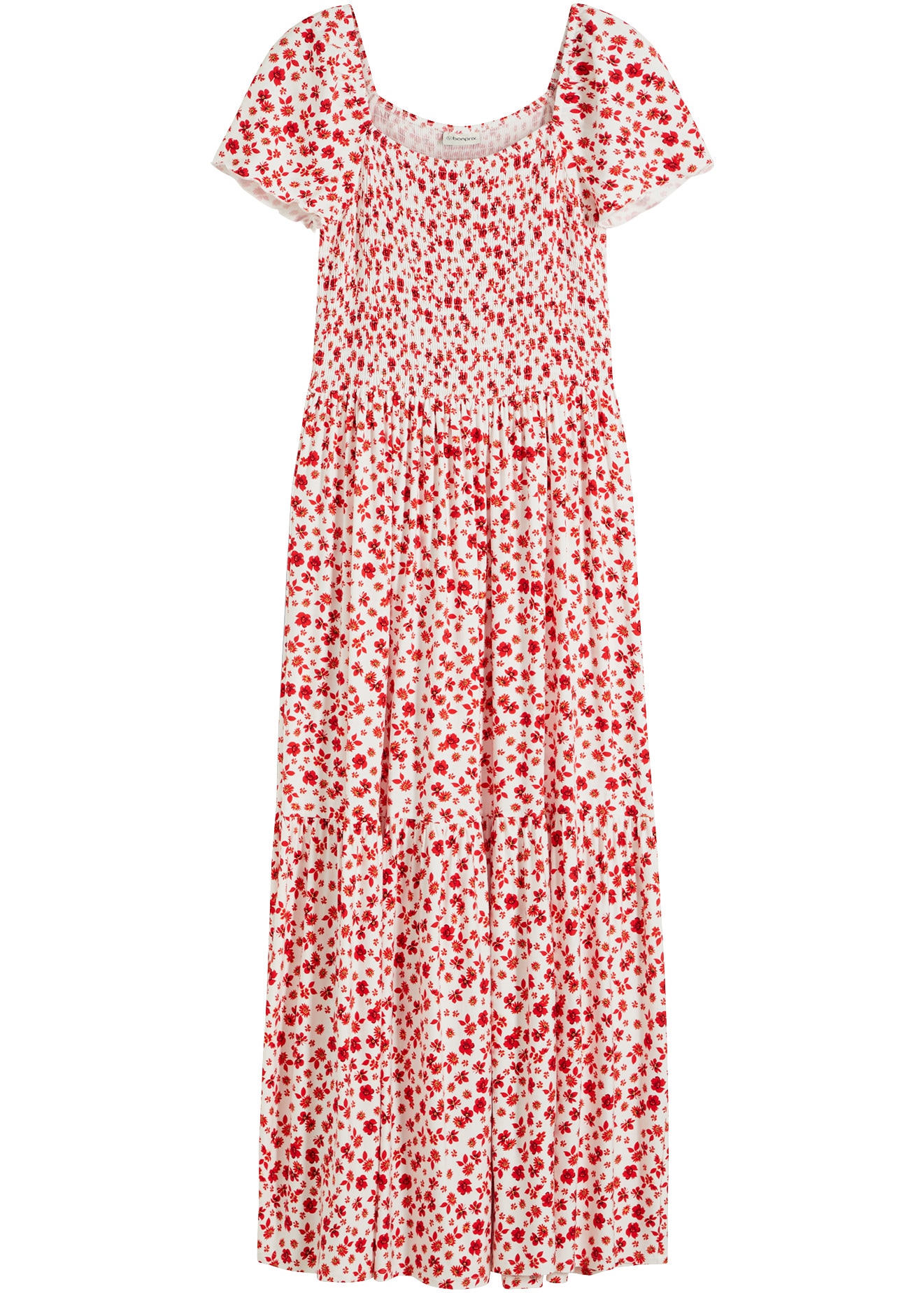 bonprix Maxikleid ausgestellte Passform, eckiger Ausschnitt, Kurzarm-Design