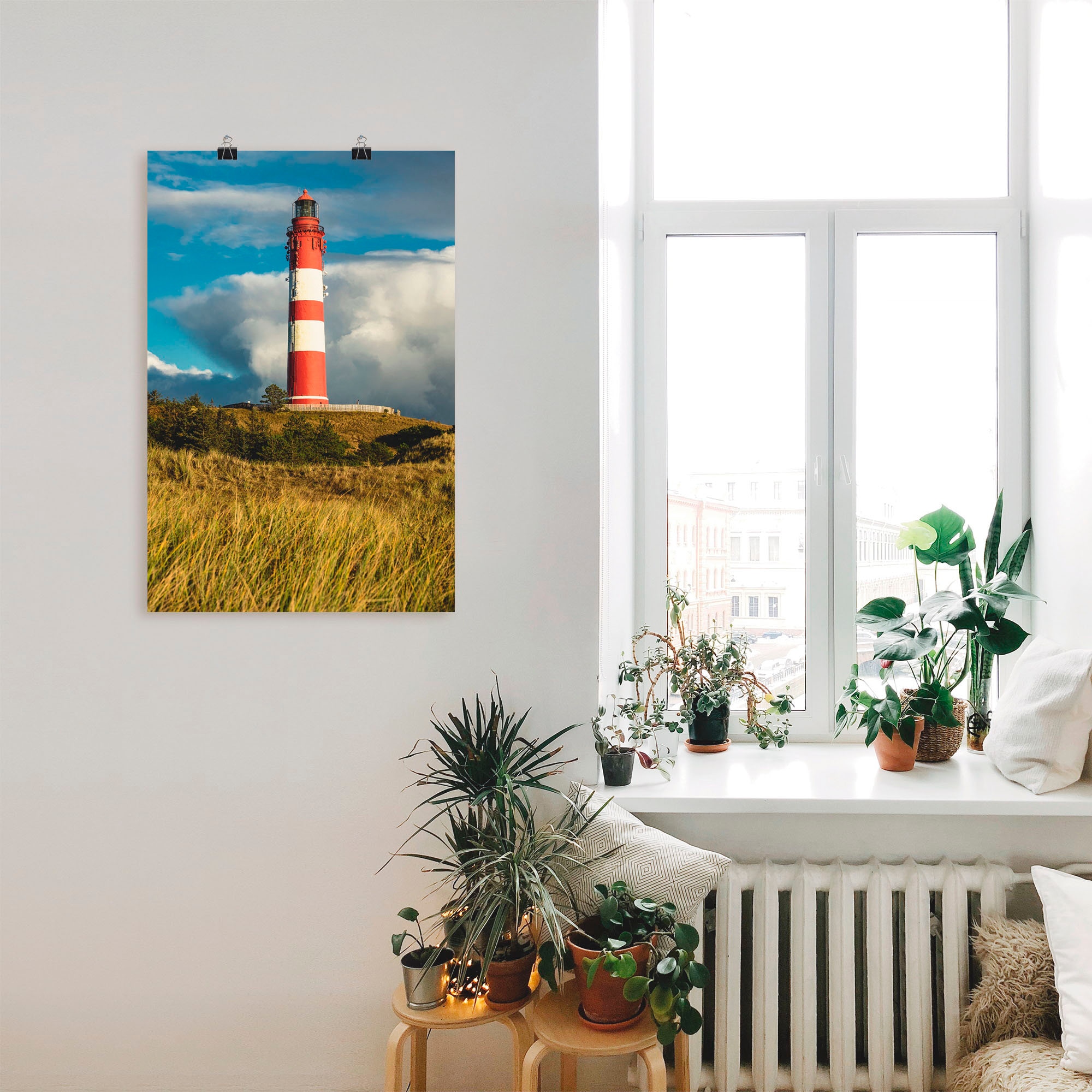 Artland Wandbild »Leuchtturm Wittdün auf der Insel Amrum«, Gebäude, (1 St.), als Alubild, Leinwandbild, Wandaufkleber oder Poster in versch. Größen