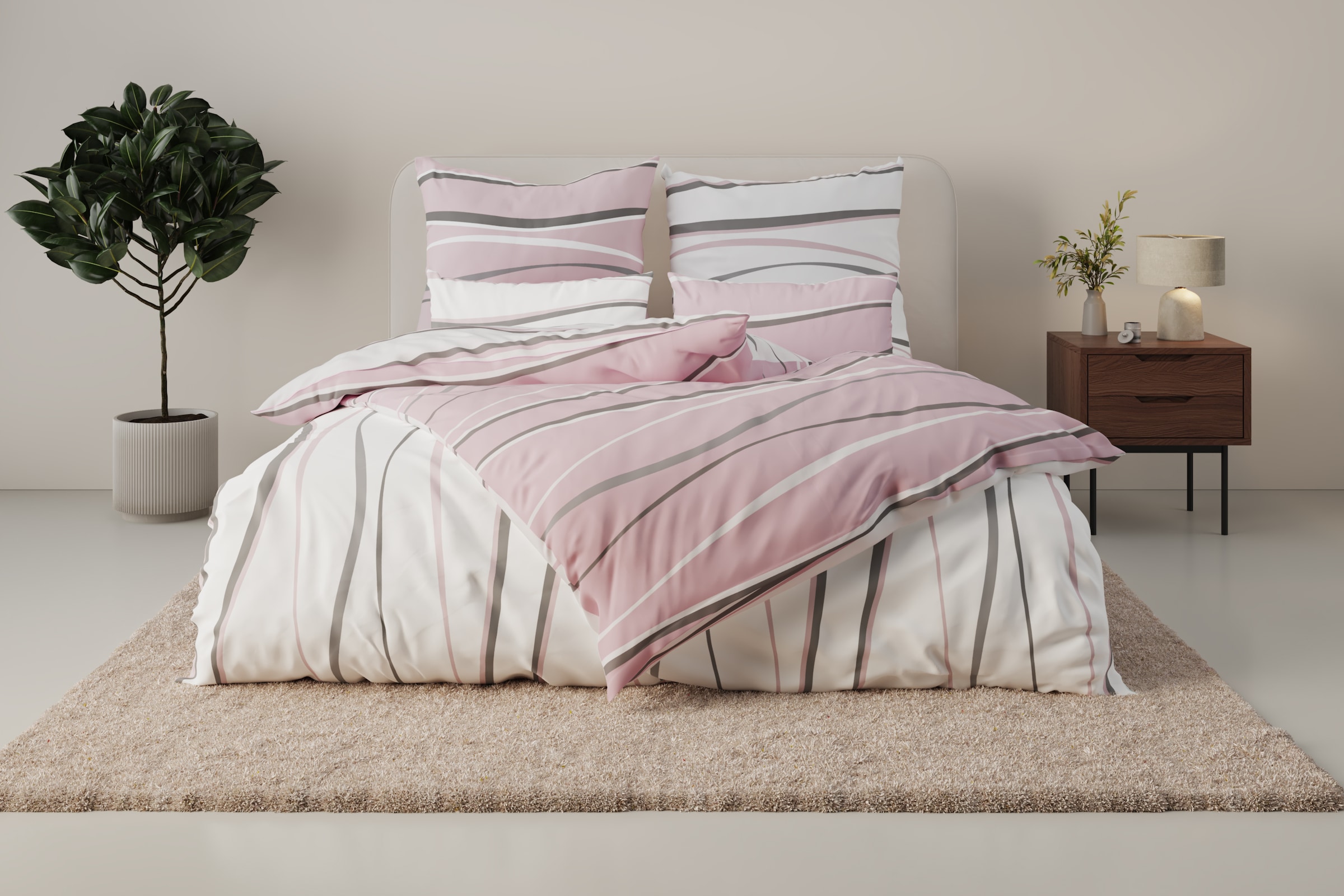 OTTO home Wendebettwäsche »Alvara« 2 Stk. in Gr. 135x200 oder 155x220 cm, 100% Baumwolle, grafisches Motiv