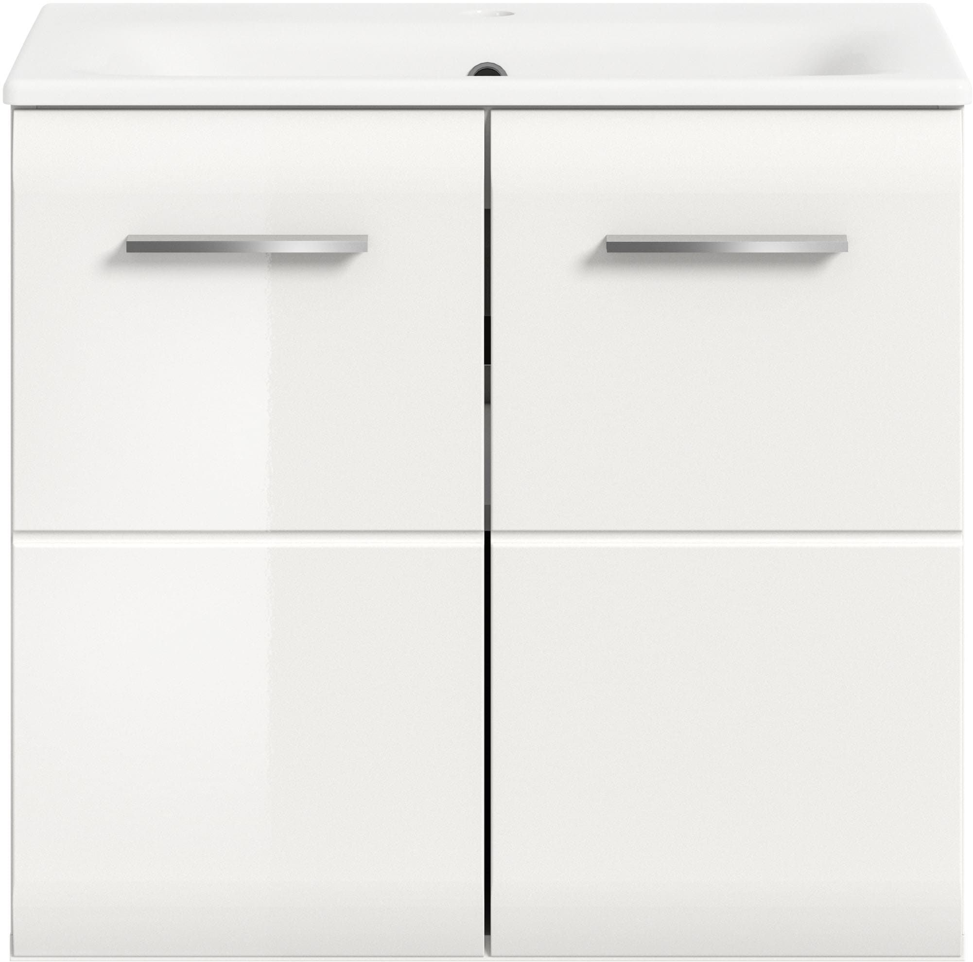 INOSIGN Waschbeckenunterschrank 2 Stk. tlg. Florenz, Waschtisch inkl. Waschbecken, Weiß Hochglanz Tiefzieh