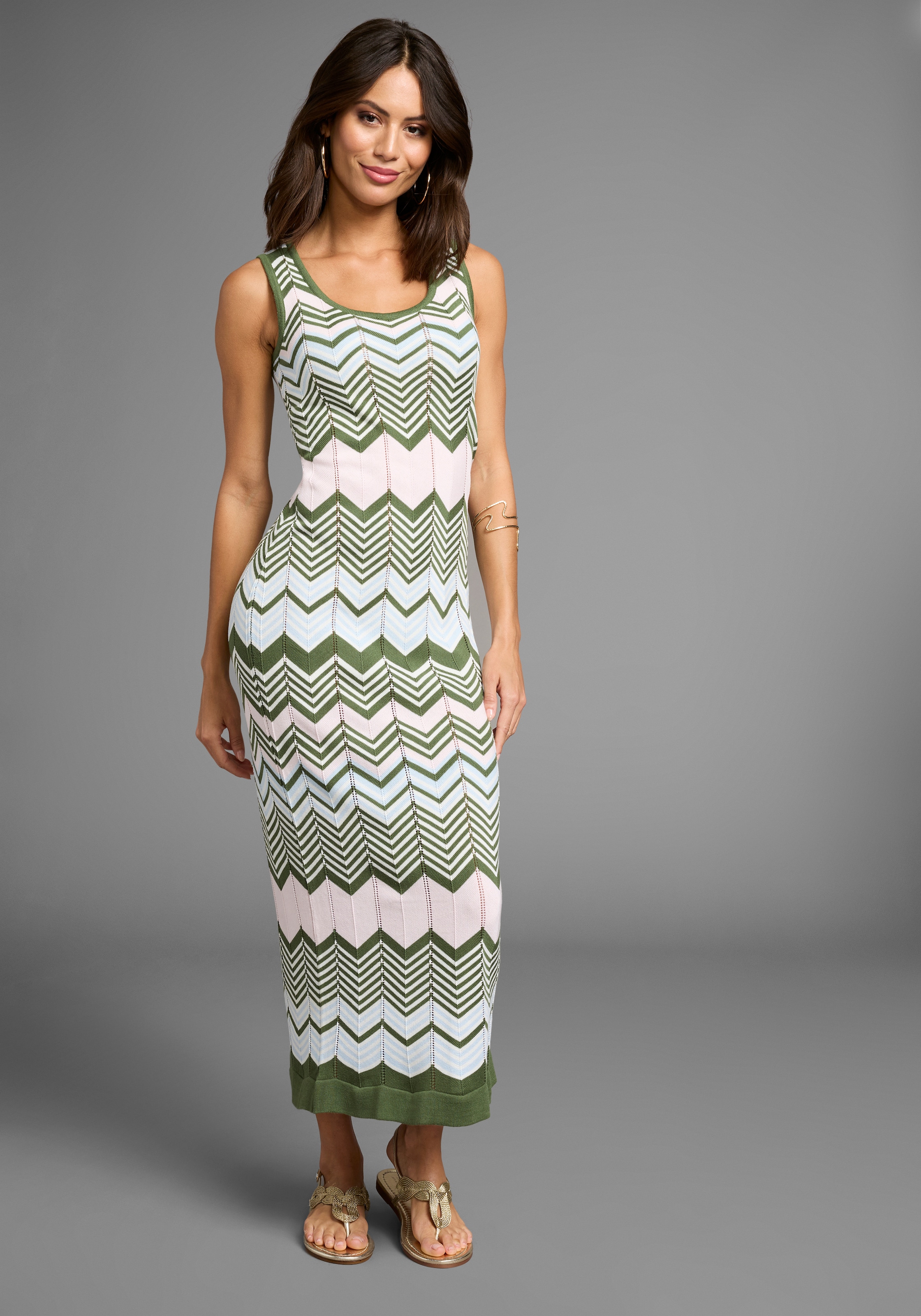 Laura Scott Strickkleid, in modischem Zickzack-Muster