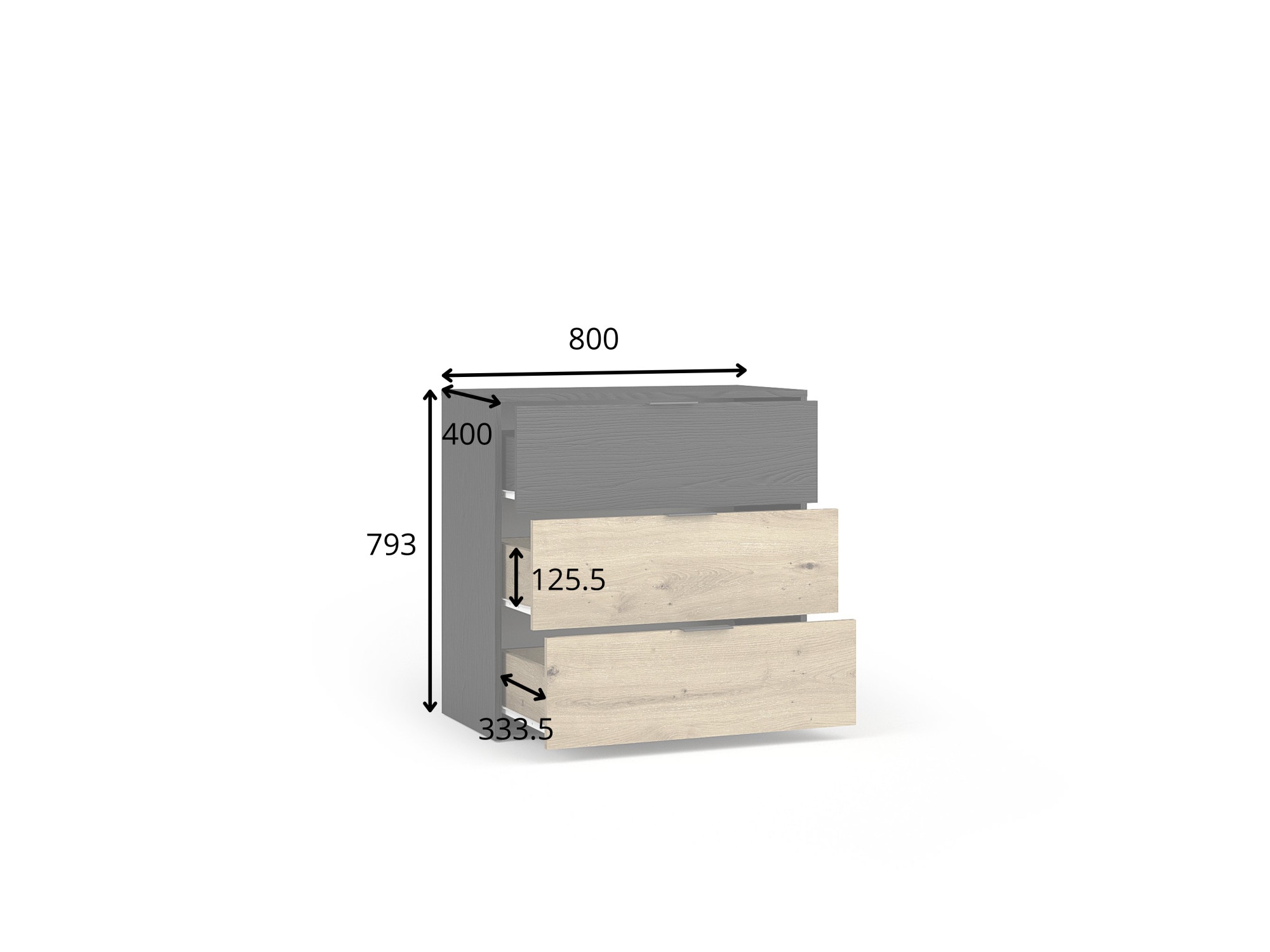 Home affaire Kommode »PERY Sideboard mit 3 Schubladen, Maße B/T/H: 80/40/79 cm« Moderner Schubladenschrank mit viel Stauraum und schwarzen Griffen