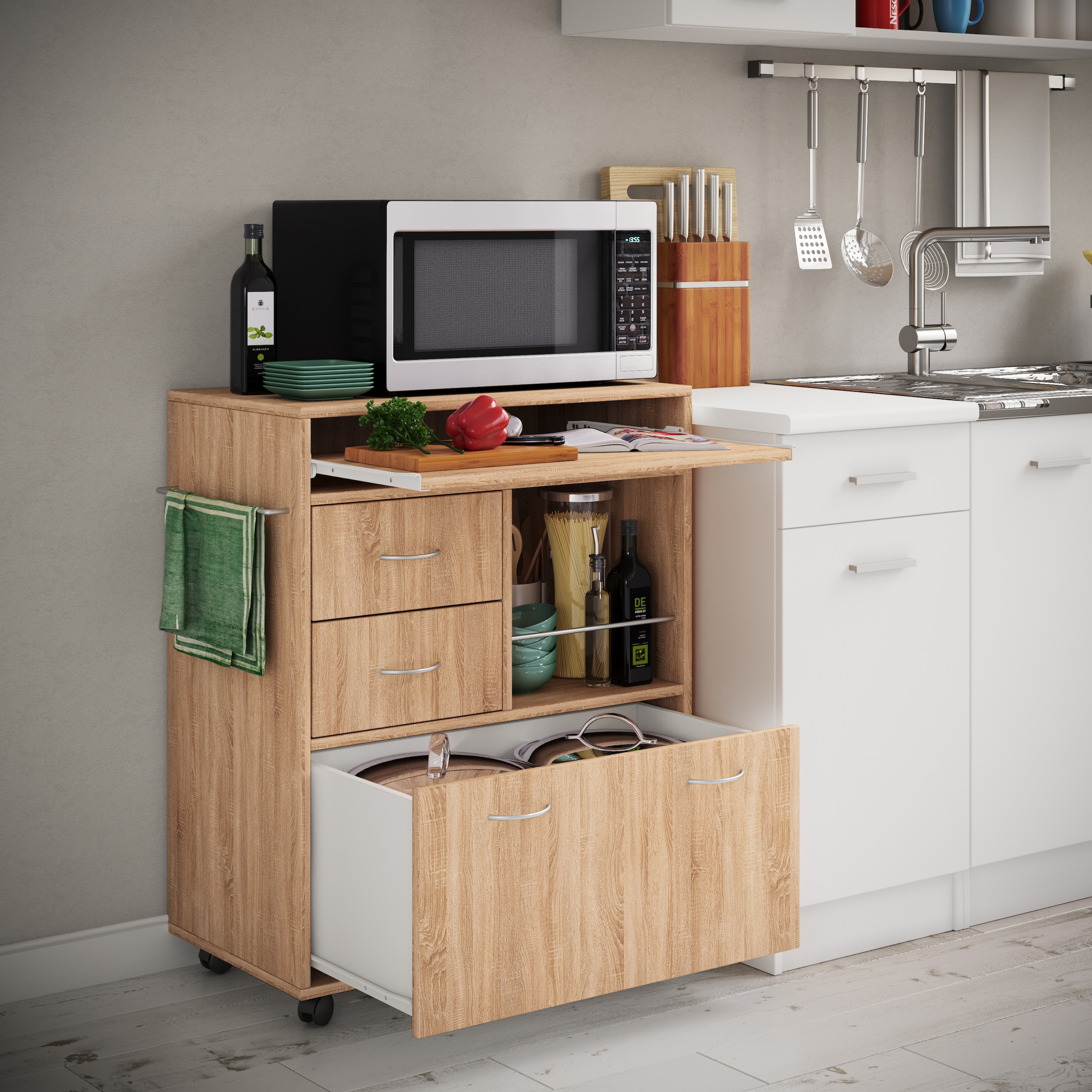 VCM Beistellschrank »VCM Küchenwagen | Rollwagen mit Schubladen und Ablage | Maße Rollwagen ca. H. 86 x B. 70 x T. 40 cm | rollbar | Servierwagen Kicha« 1 Stk. tlg.