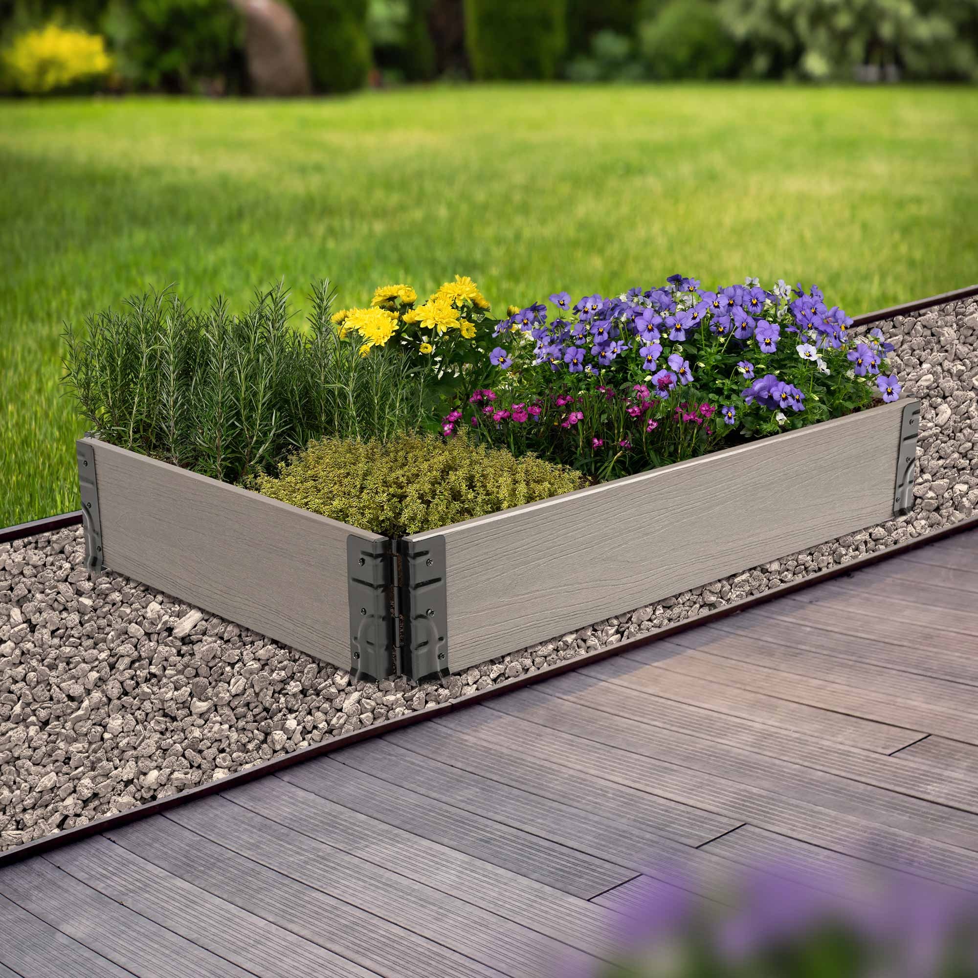 Dobar Beetumrandung », Frühbeet-Umrandung aus WPC, silbergrau« Außenmaße ca. 90x60x15cm (LxBxH)