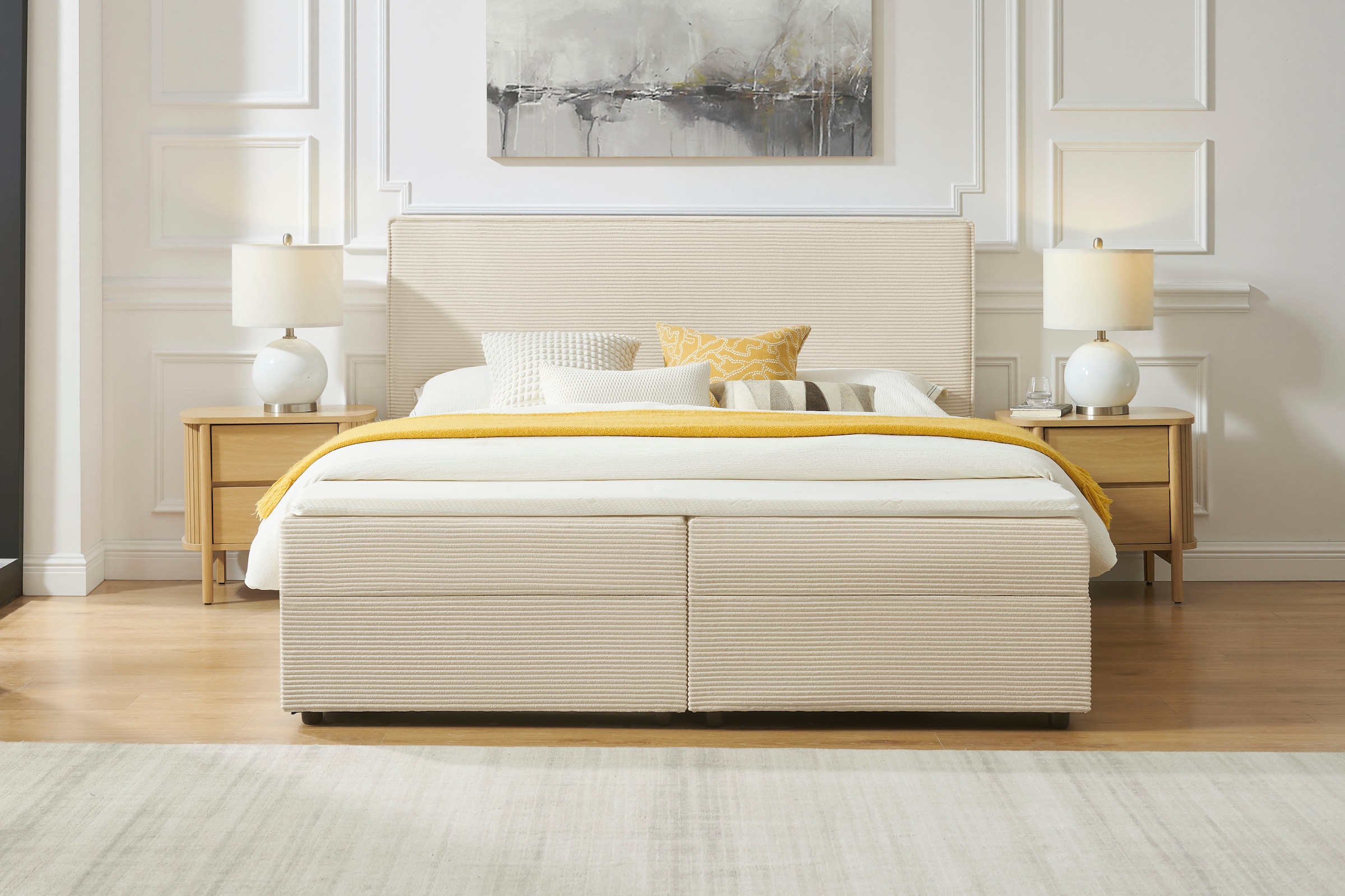 OTTO home Boxbett »Eliaas inkl. Bettkasten und Topper, Liegefläche 180x200cm« erhältlich in hochwertigem Cord-Stoff, inkl. Aufbauvideo