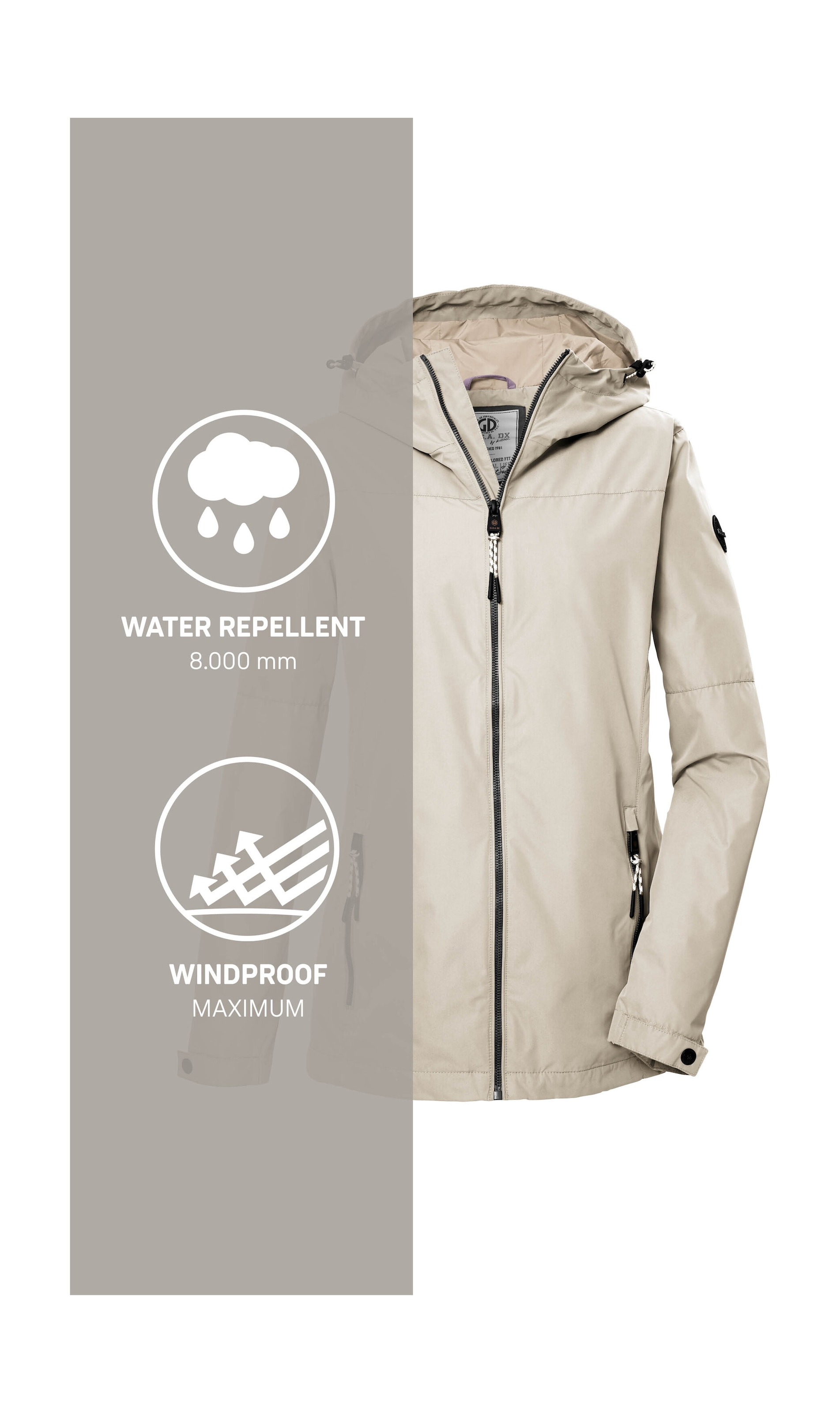 G.I.G.A. DX by killtec Funktionsjacke »GS 71 WMN JCKT«, Damenjacke: wasserdicht, winddicht, PFAS-frei, verstellbar, Kapuze