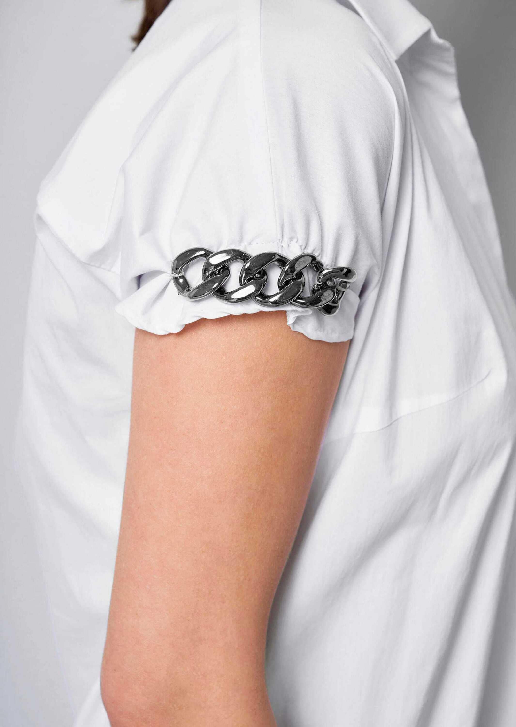 Alba Moda Schlupfbluse »Longbluse Longbluse mit Kettendetails am Arm«