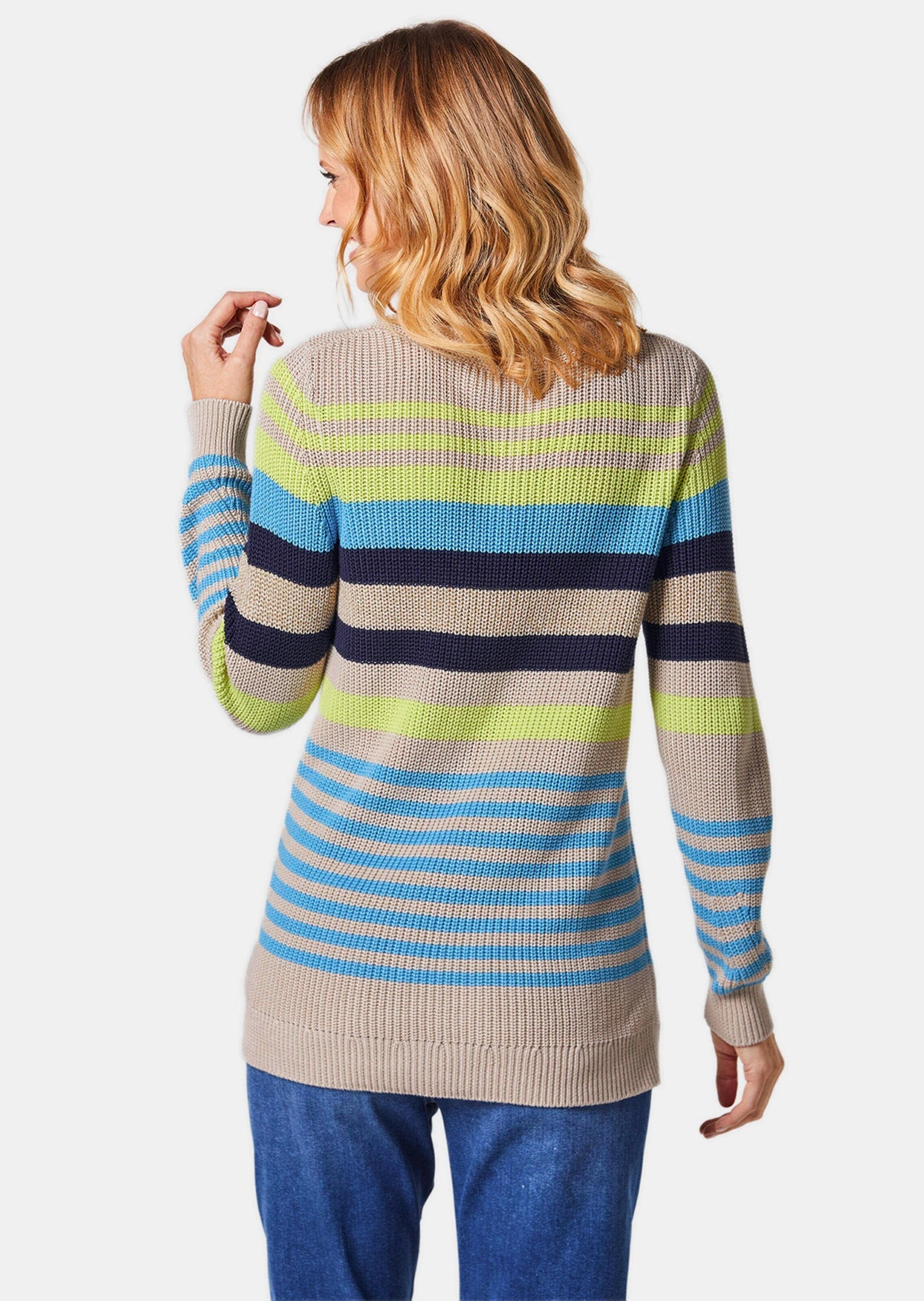 GOLDNER Rundhalspullover »Kurzgröße Ringelpullover«