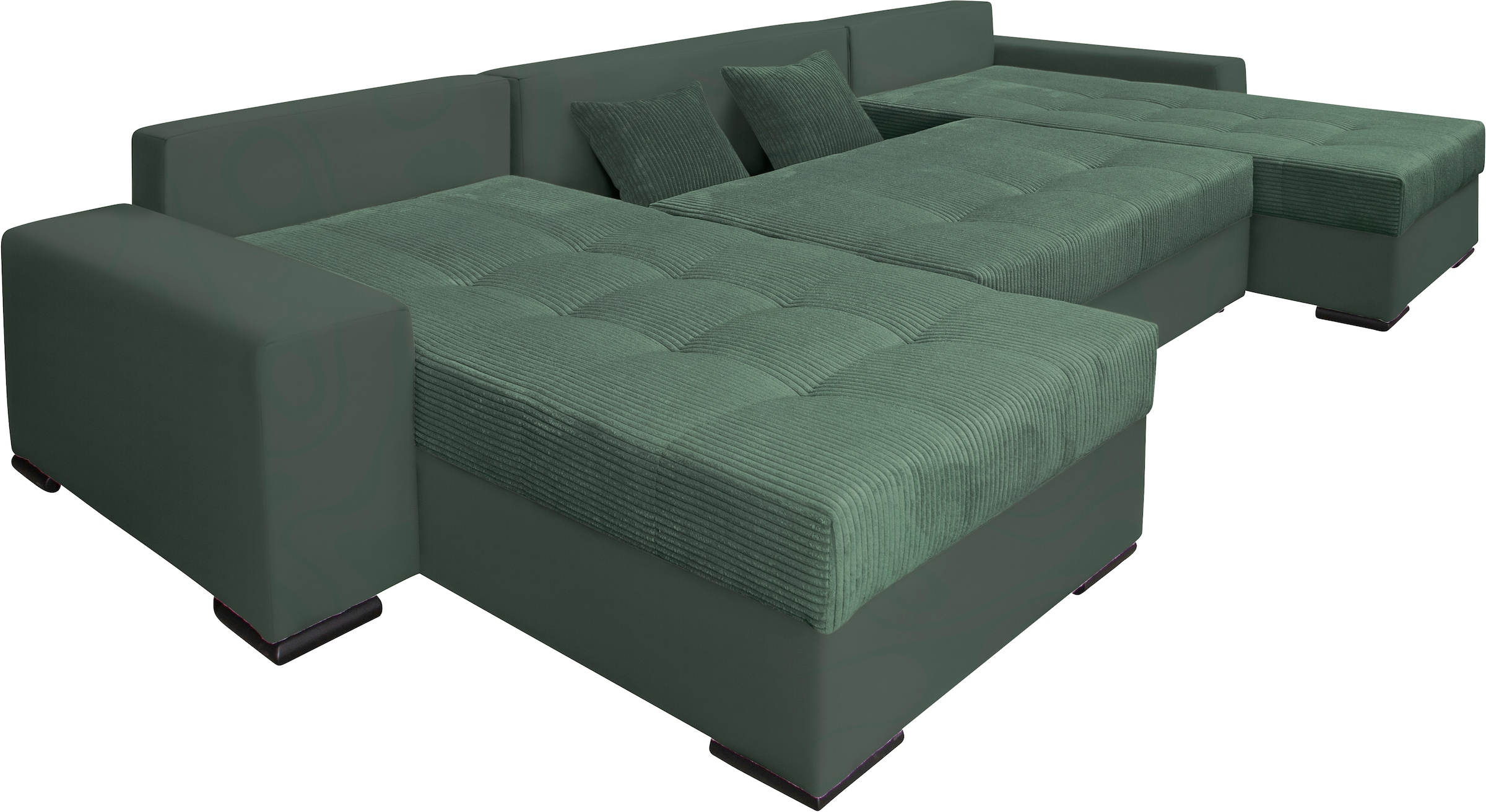 COLLECTION AB Wohnlandschaft »XL-Josy U-Form, Breite 313 cm, Cord-/Mix«, inkl. Bettfunktion, Bettkasten, mit 4 gleich großen Rückenkissen