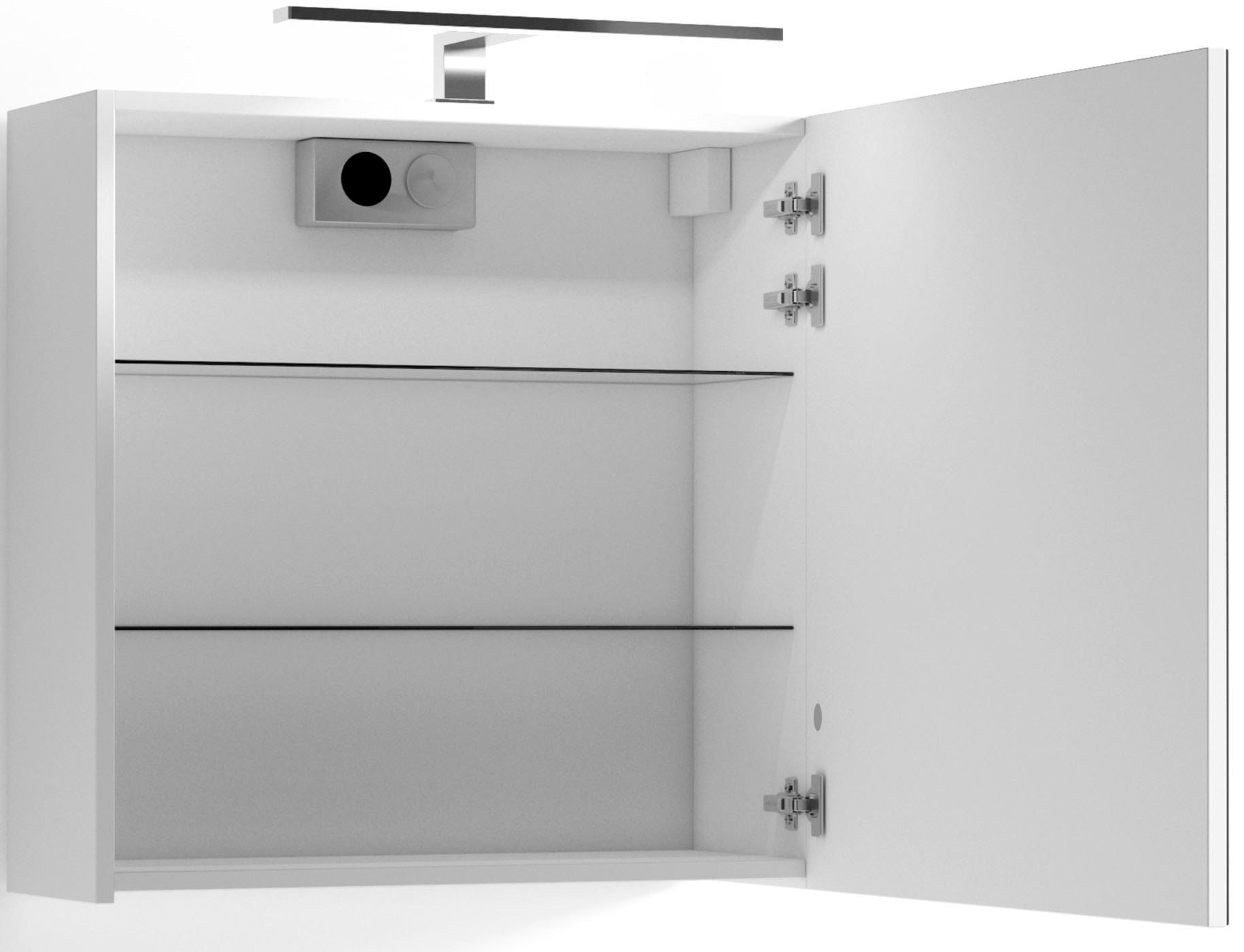 byLIVING Spiegelschrank »Spree«, Breite 60 cm, 1-türig, mit LED Beleuchtung und Schalter-/Steckdosenbox