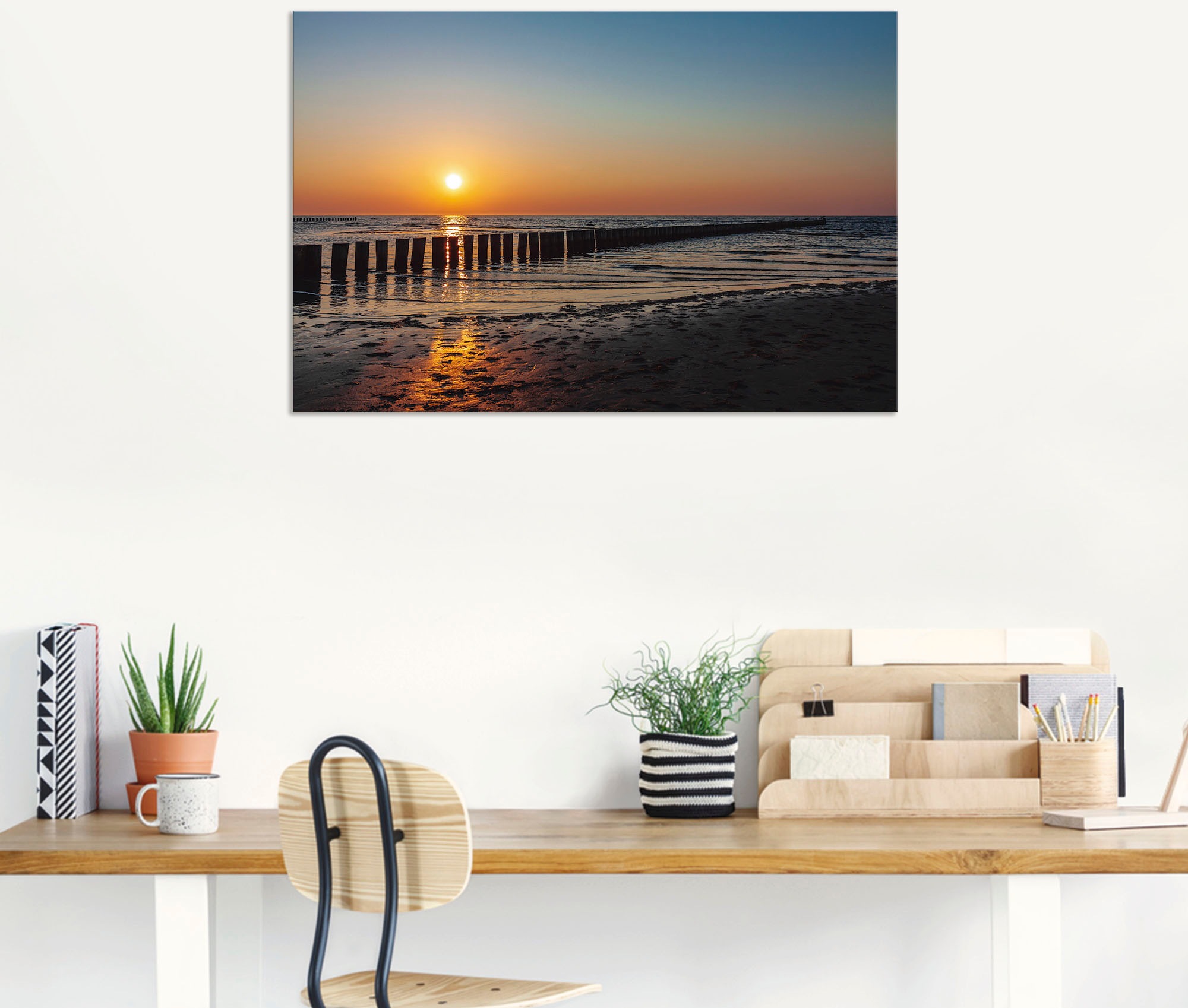 Artland Wandbild »Sonnenuntergang an Ostsee Insel Poel«, Bilder vom Sonnenuntergang & -aufgang (1 Stück), in vielen Größen & Produktarten - Alubild / Outdoorbild, Leinwandbild, Poster, Wandaufkleber / Wandtattoo auch für Badezimmer geeignet