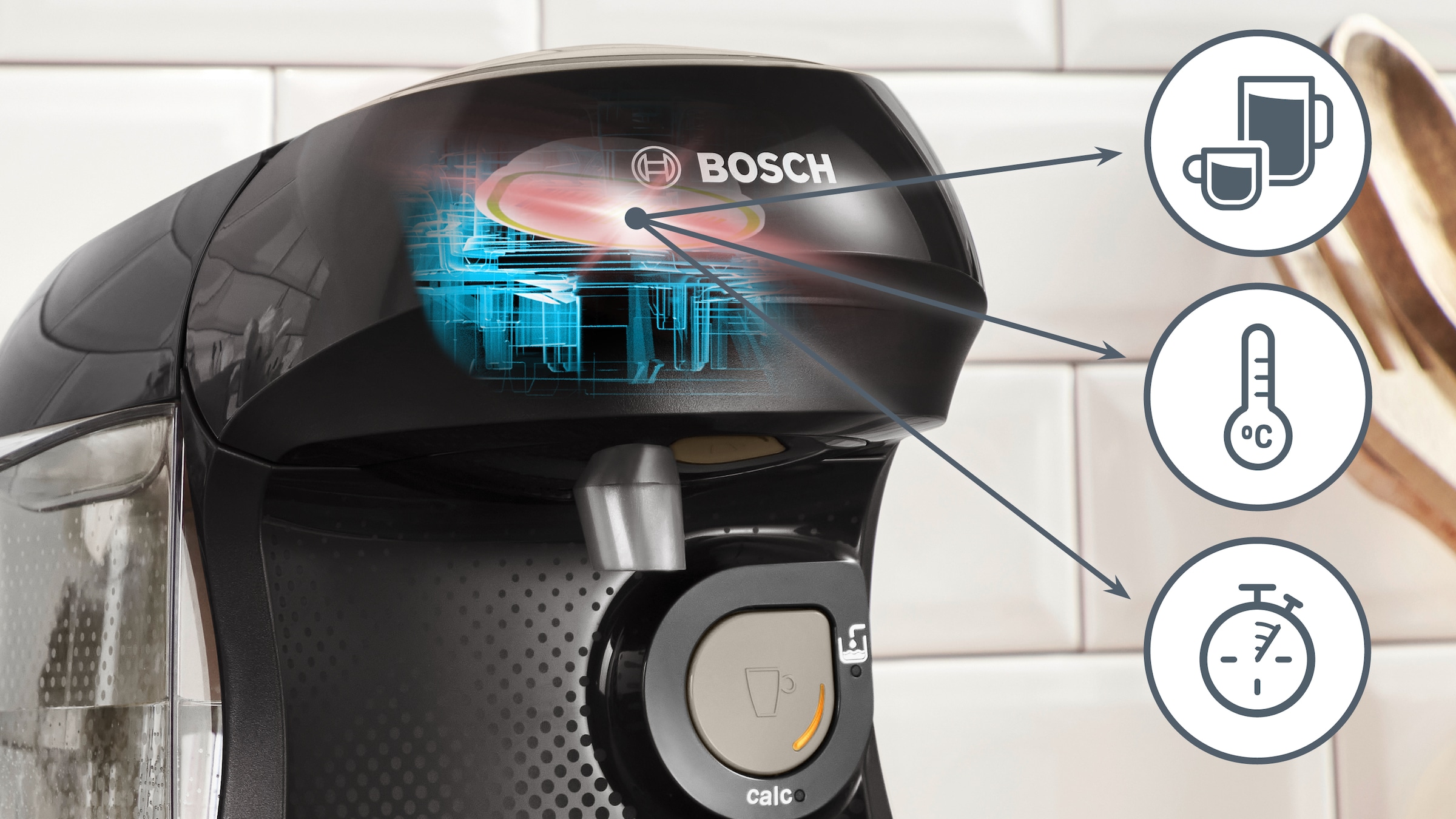 TASSIMO Kapselmaschine »TAS109E«, nachhaltig, geeignet für alle Tassen, Wassertank 0,7 L, schwarz/beige