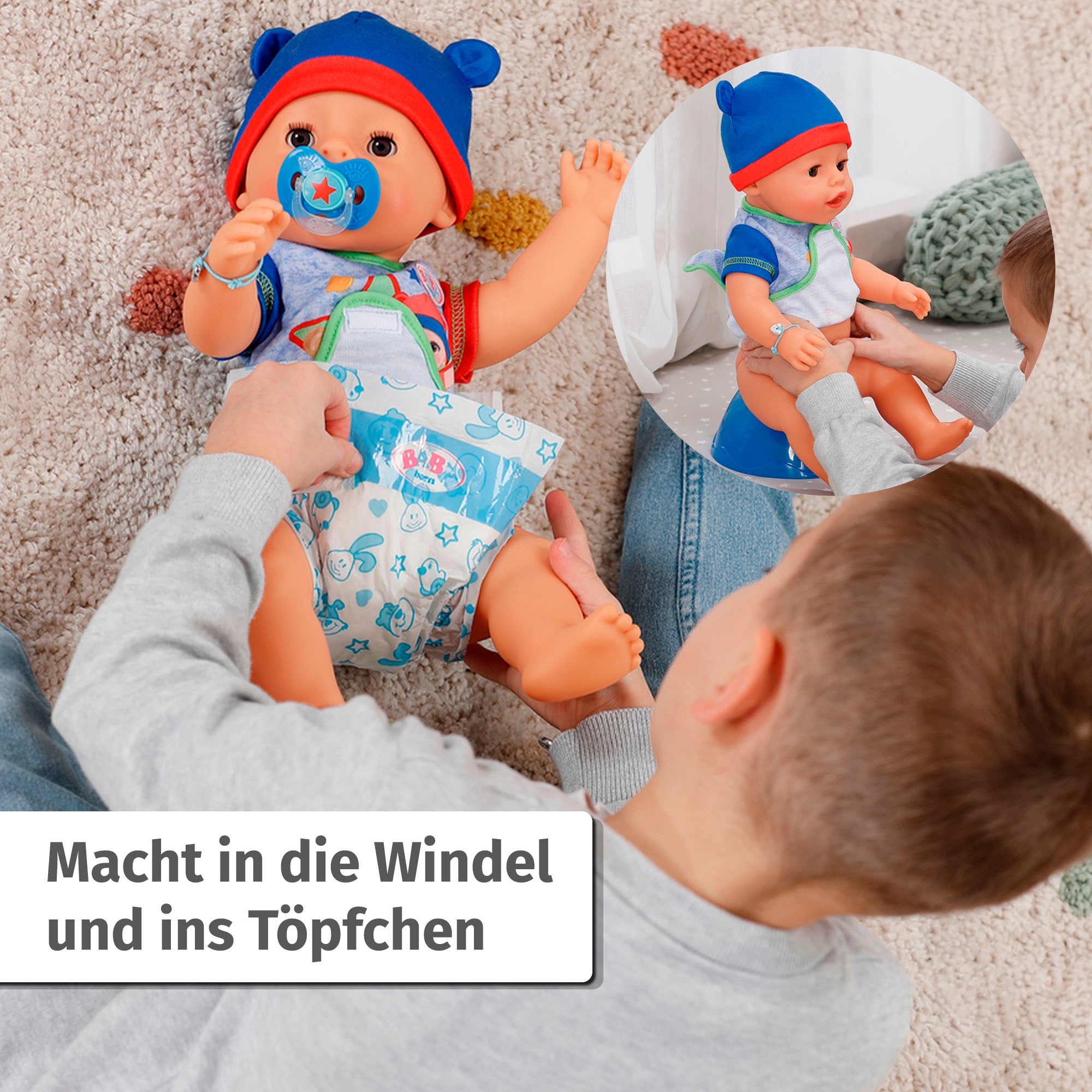 Baby Born Babypuppe »Jonas, 43 cm«, (Set, 11 tlg.), mit 10 lebensechten Funktionen