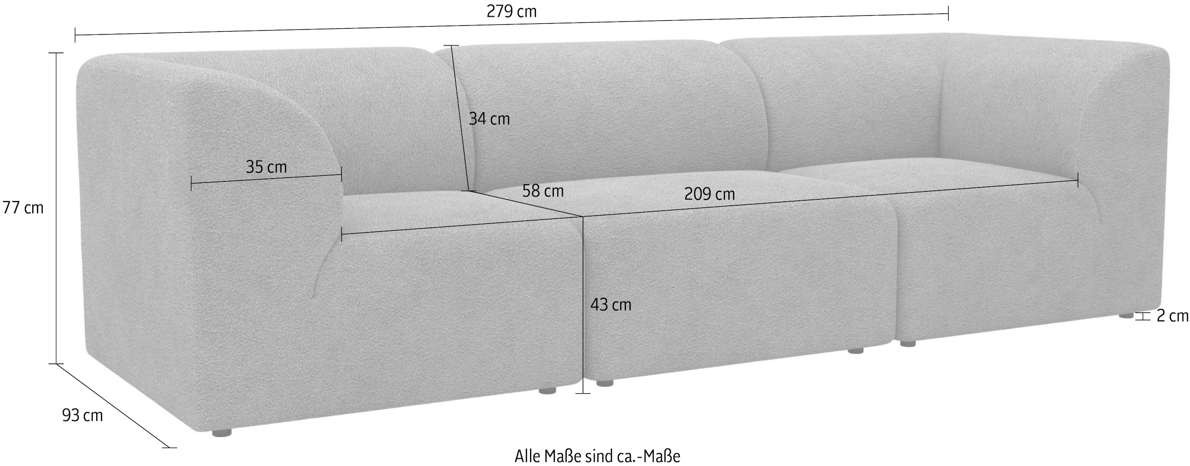 LeGer Home by Lena Gercke 3-Sitzer »Floria«, modulares Sofa, in trendigen Farben, mit Komfortschaum-Polsterung
