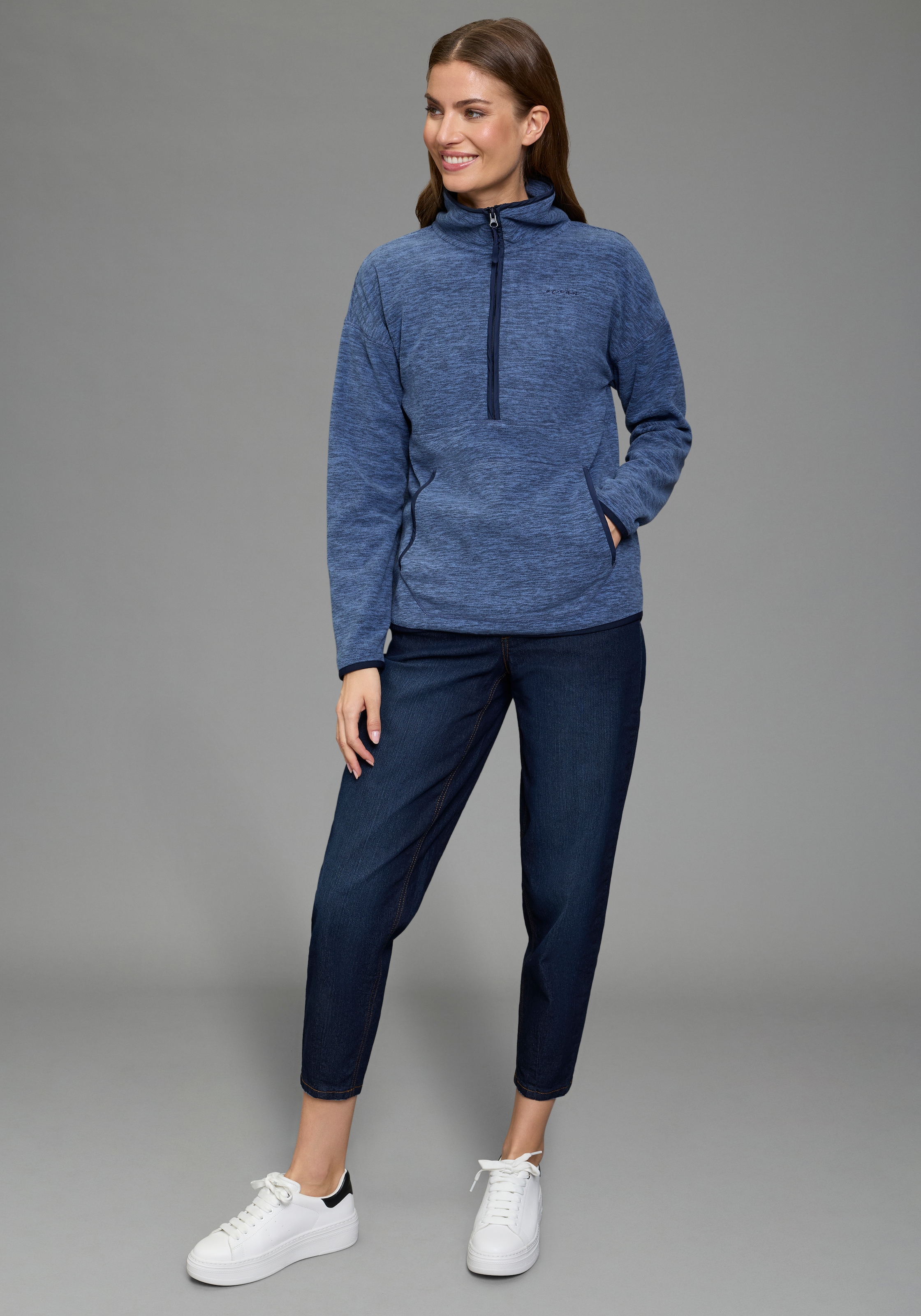 Ocean Sportswear Fleecepullover , mit Logostickerei, mit Reißverschluss, mit Kängurutasche
