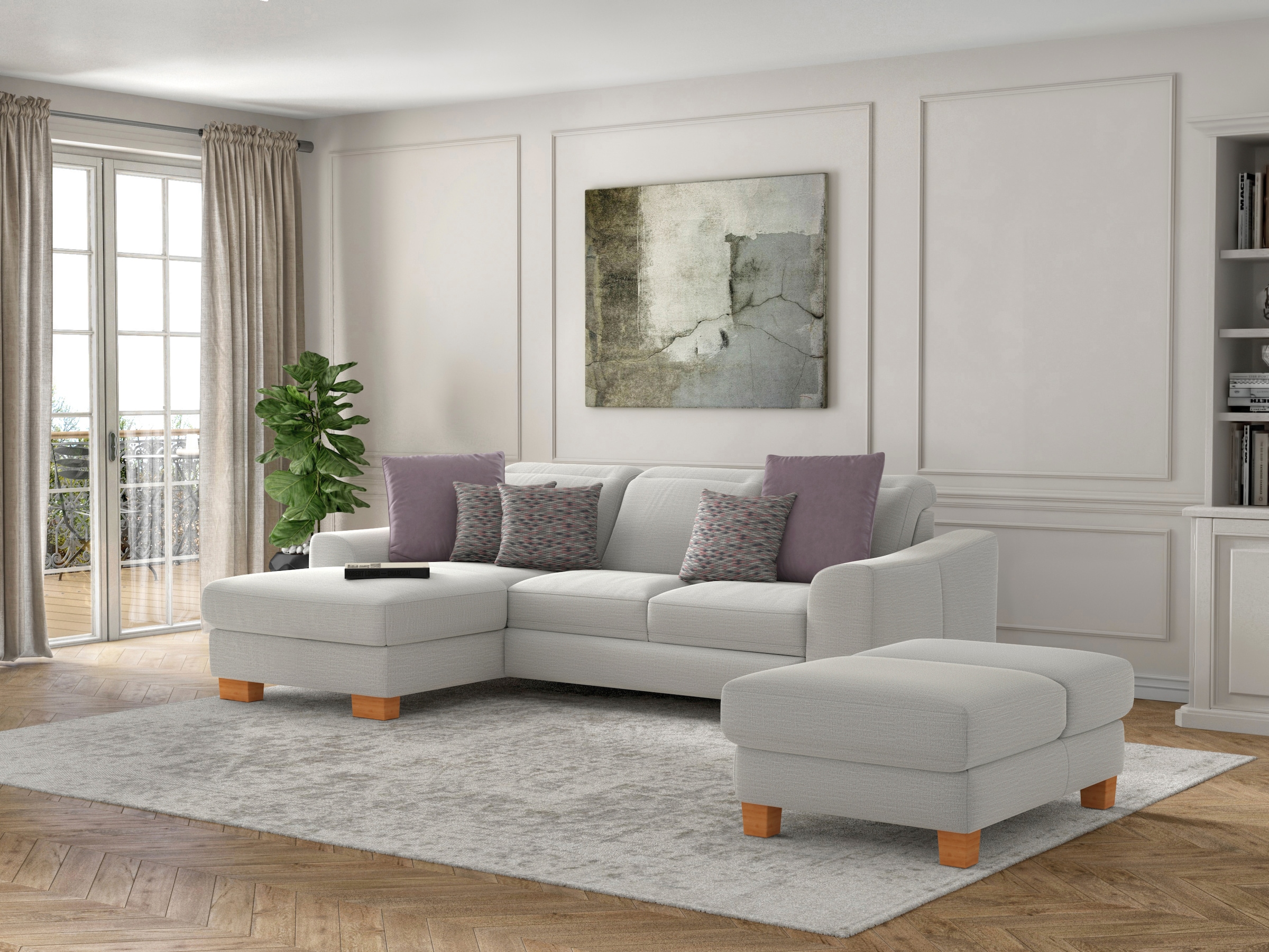 sit&more Polsterhocker »Dundee«, mit Klappfunktion, Federkern und hochwertigen Massivholzfüßen