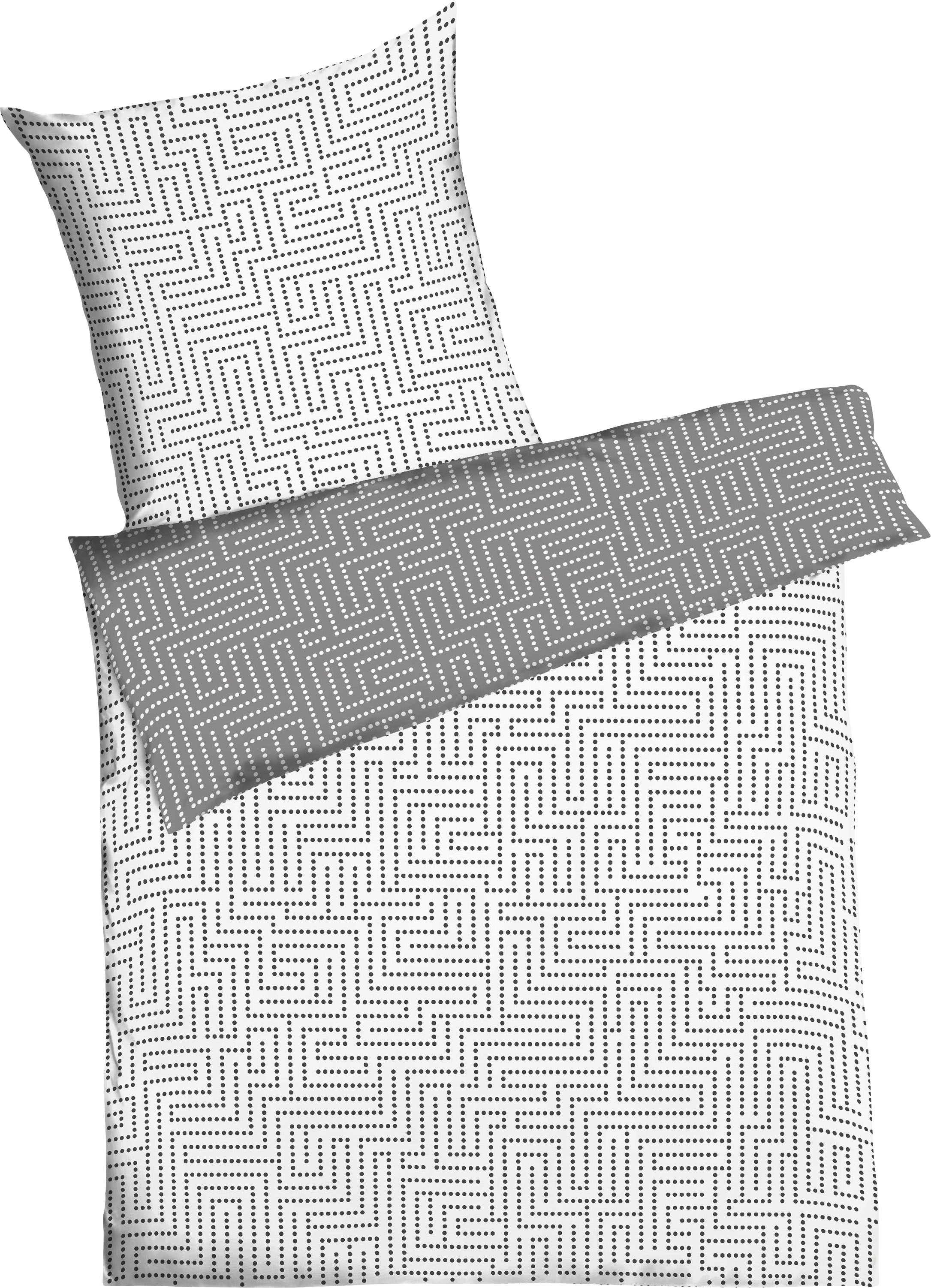 Wendebettwäsche KAEPPEL "Password", grau (graphit), B/L: 200cm x 200cm, 1 Stk., 2 Stk., Biber, B/L: 80cm x 80cm & 80cm x 80cm, 3 Stk.