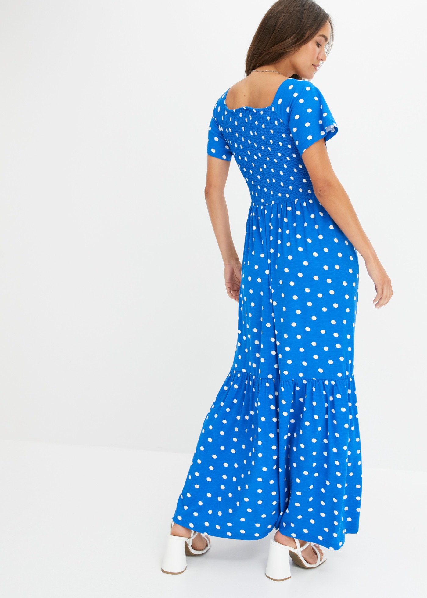 bonprix Maxikleid mit modischem Print, ausgestellte Passform, Kurzarm-Design