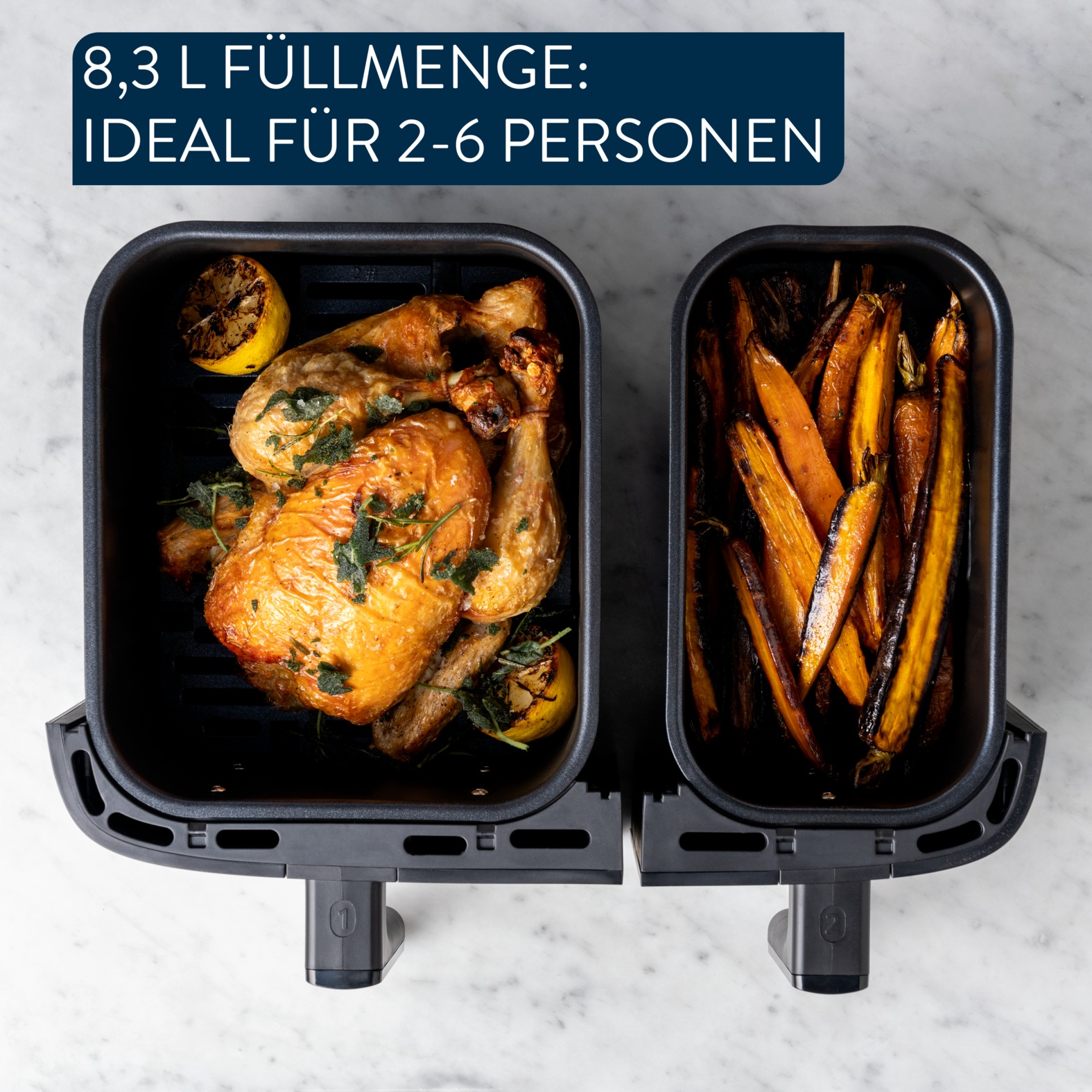 Tefal Heißluftfritteuse »Jamie Oliver by Tefal EY90JDE Dual Easy Fry & Grill«, 2700 W, Heissluftfritteuse Doppelkammer, 8 automatische Programme, EY90JDE