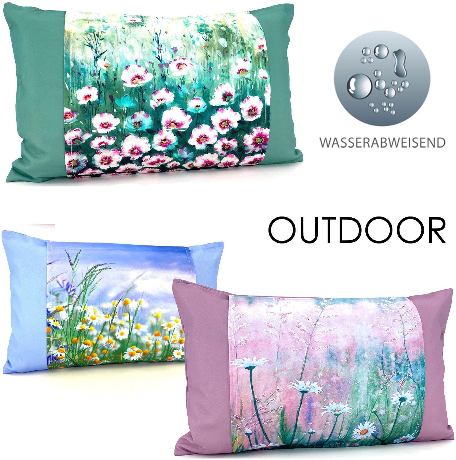 Weckbrodt Kissenhülle »Blumenwiese« Lotus-Effekt, Garten, Blumen, Kissen