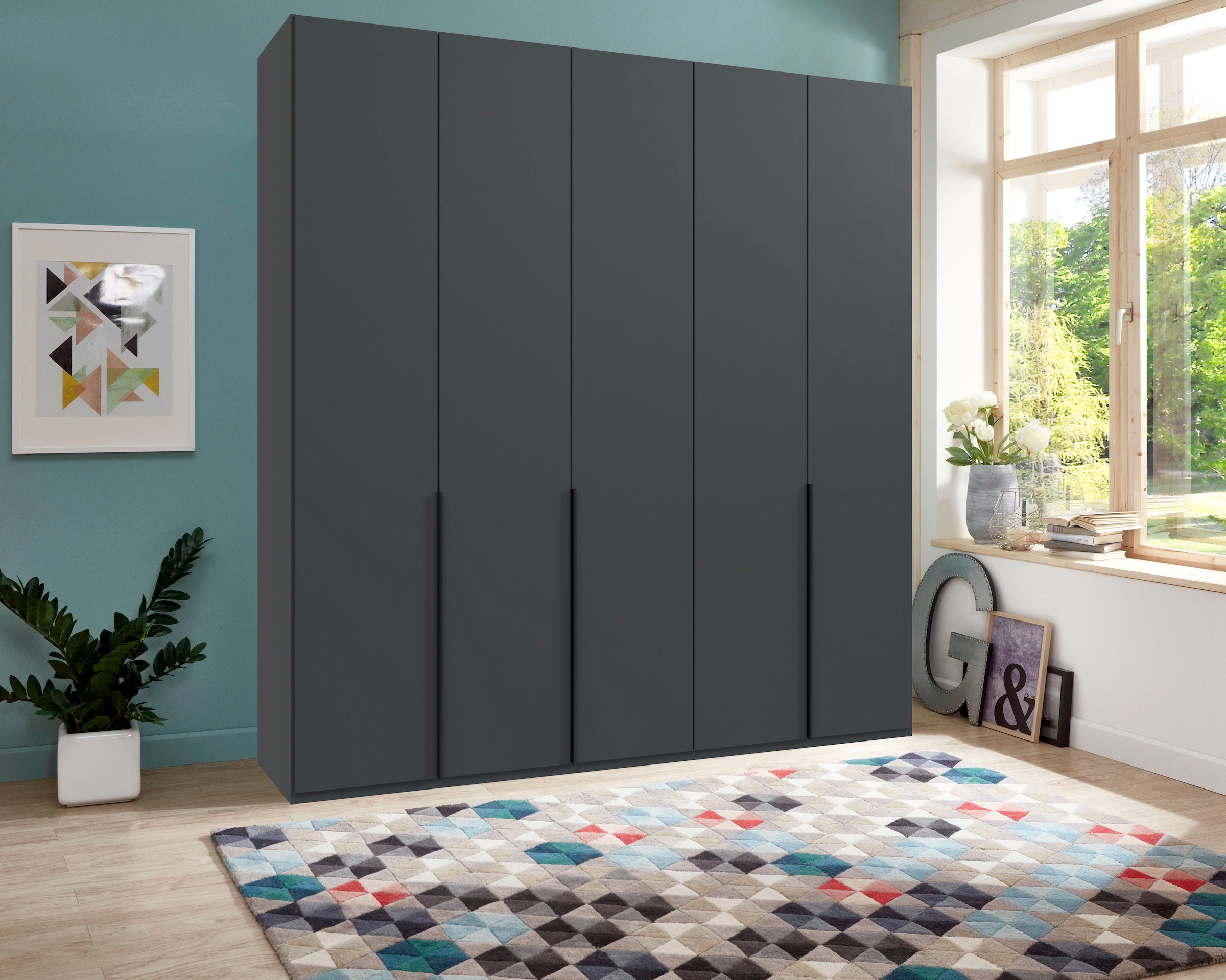 Wimex Kleiderschrank »Mugano,in 8 Breiten,3 Höhen,2 Tiefen, viele Farben, Made in Germany«, (in Basic oder Premium Ausstattung mit 2 weiteren Einlegeböden), mit langen oder kurzen Griffen aus Metall, mit oder ohne Spiegel