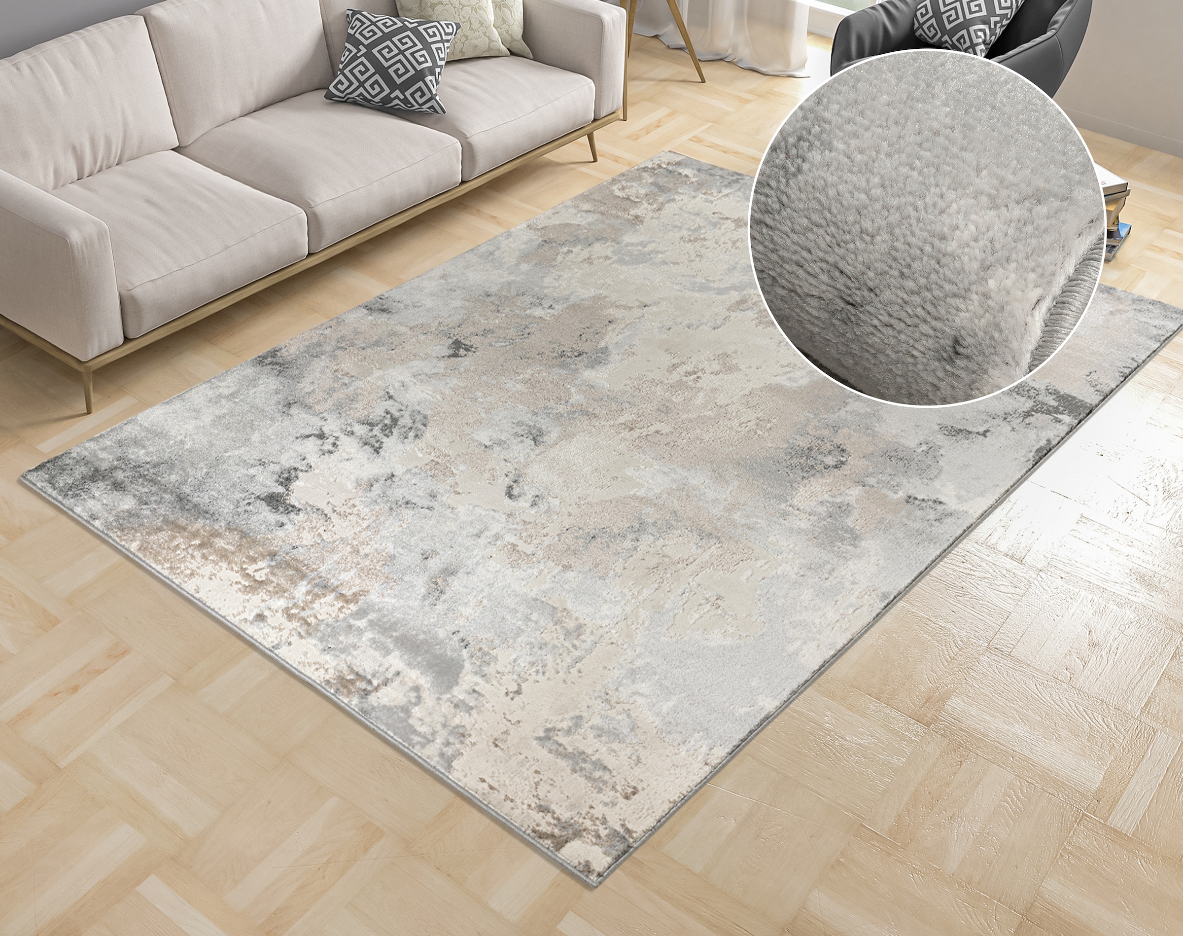 my home Teppich »Hamar« rechteckig 8 mm Höhe weiche Haptik, Marmor-Optik, modernes Design, Wohnzimmer