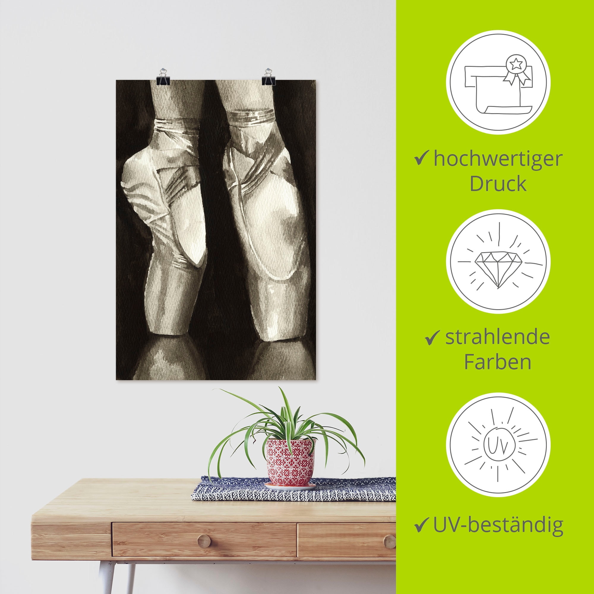 Artland Wandbild »Balletschuhe II«, Sport, (1 St.), als Leinwandbild, Poster in verschied. Größen