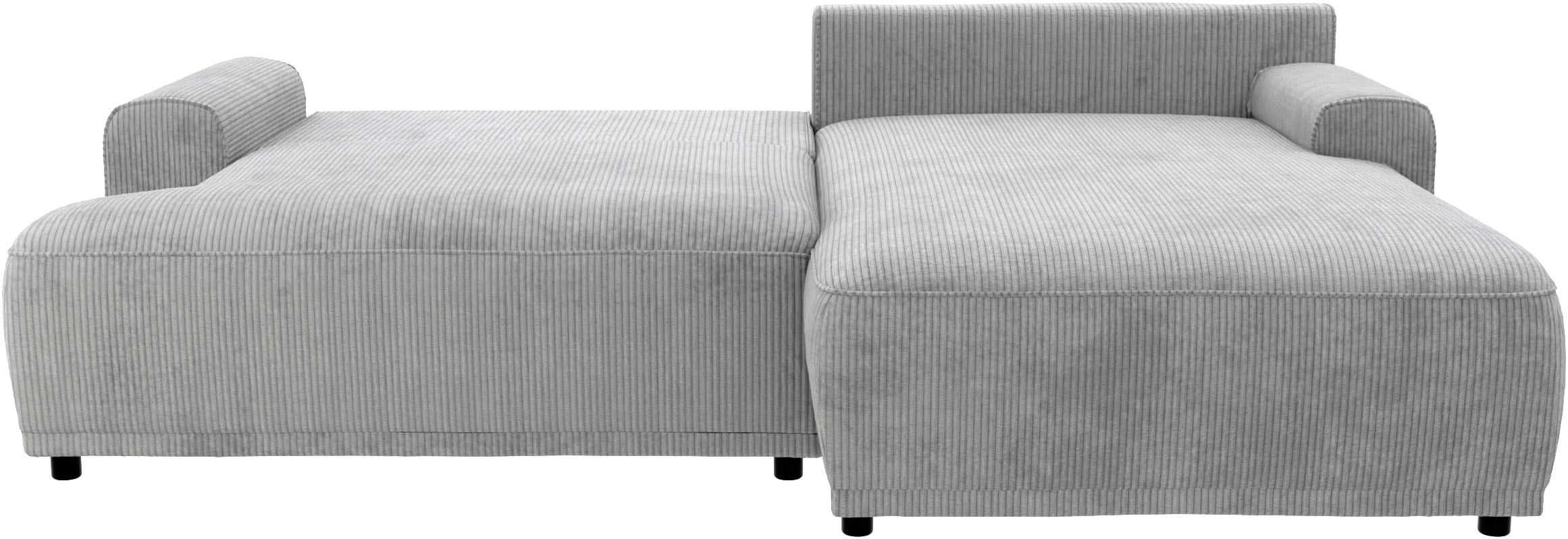 TRENDMANUFAKTUR Ecksofa »Fordon, Schlafsofa mit Bettkasten, Couch in L-Form, Breite 250 cm«, in Cordstoff HYPER, betongrau, Recamiere rechts