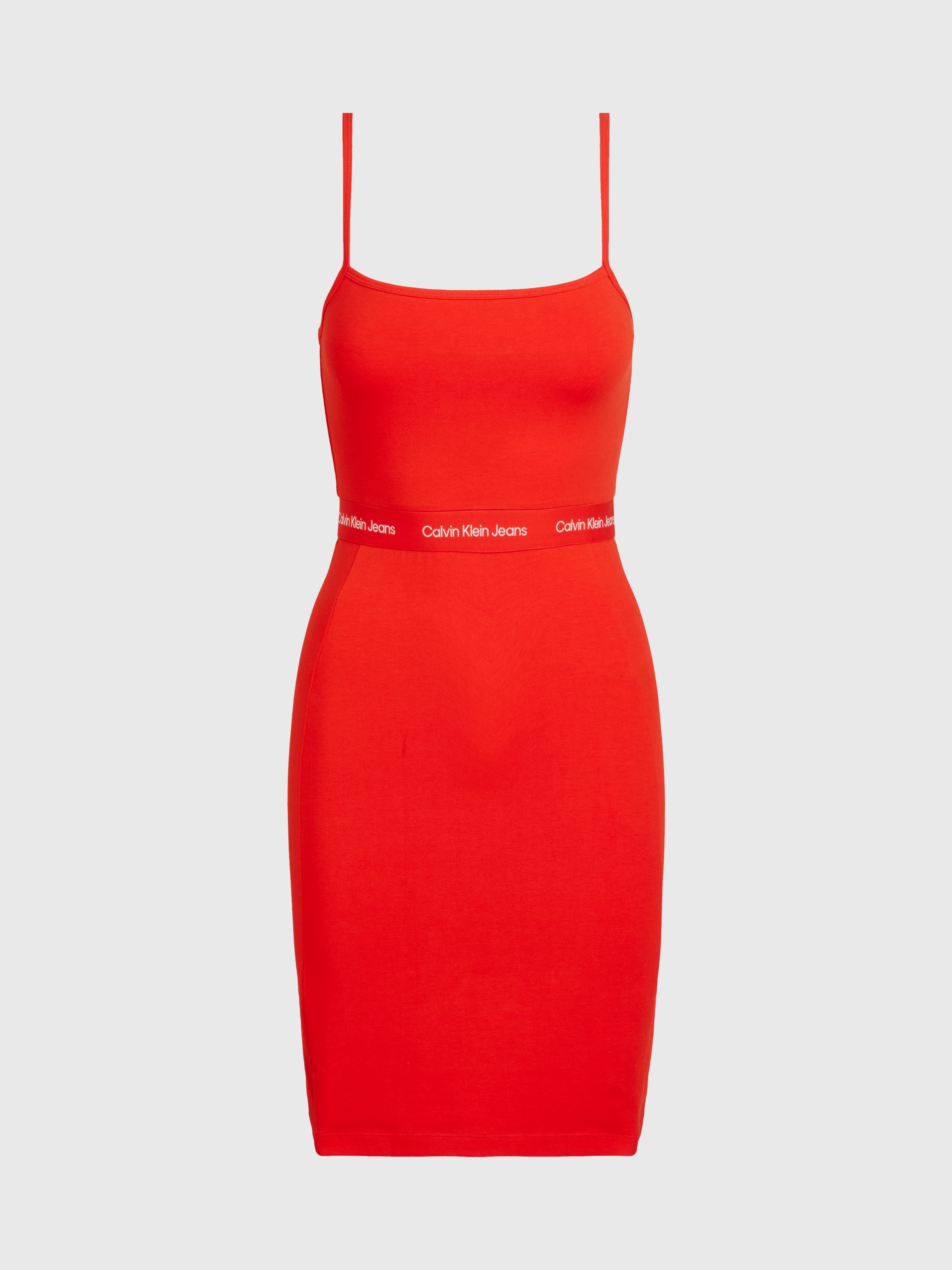 Calvin Klein Jeans Spaghettikleid »LOGO ELASTIC STRAPPY DRESS«, mit Logomarkenlabel