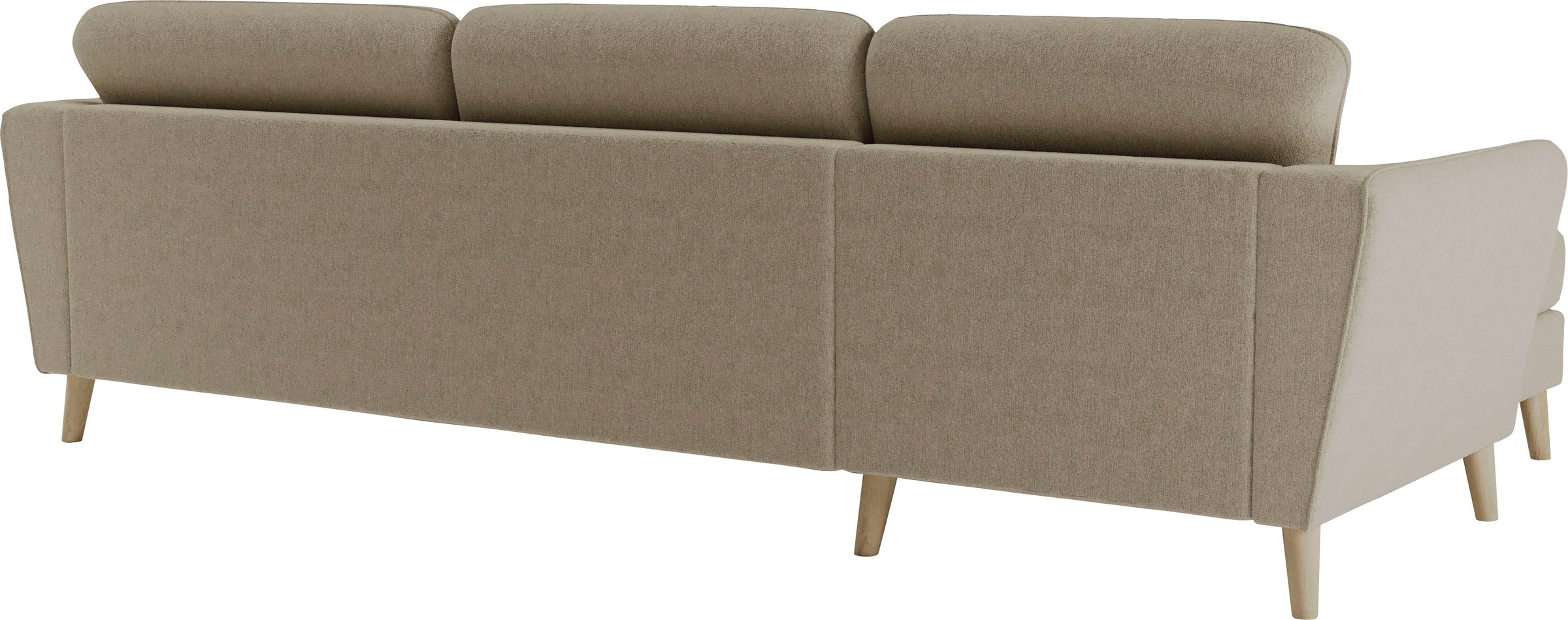 Home affaire Ecksofa »MARSEILLE (279/152cm),L-Form, Rec. rechts/links, verschiedene Bezüge«, Massivholzbeine Eiche, Landhausstil, Wellenunterfederung