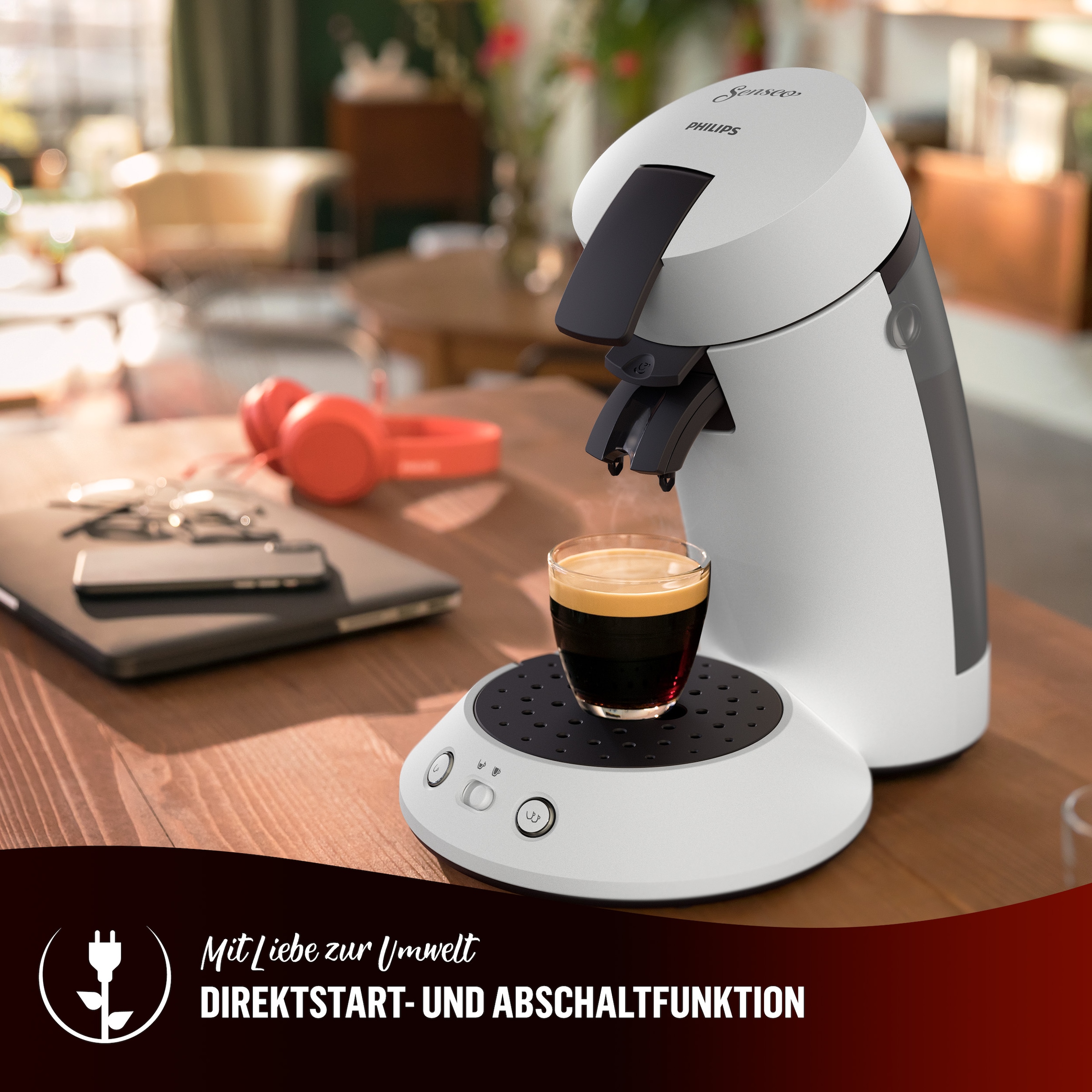 Philips Senseo Kaffeepadmaschine »Original Plus CSA210/60, mit zwei Kaffee-Einstellungen«, aus 28% rec. Plastik, inkl. Gratis-Zugabe (Wert 5 € UVP)