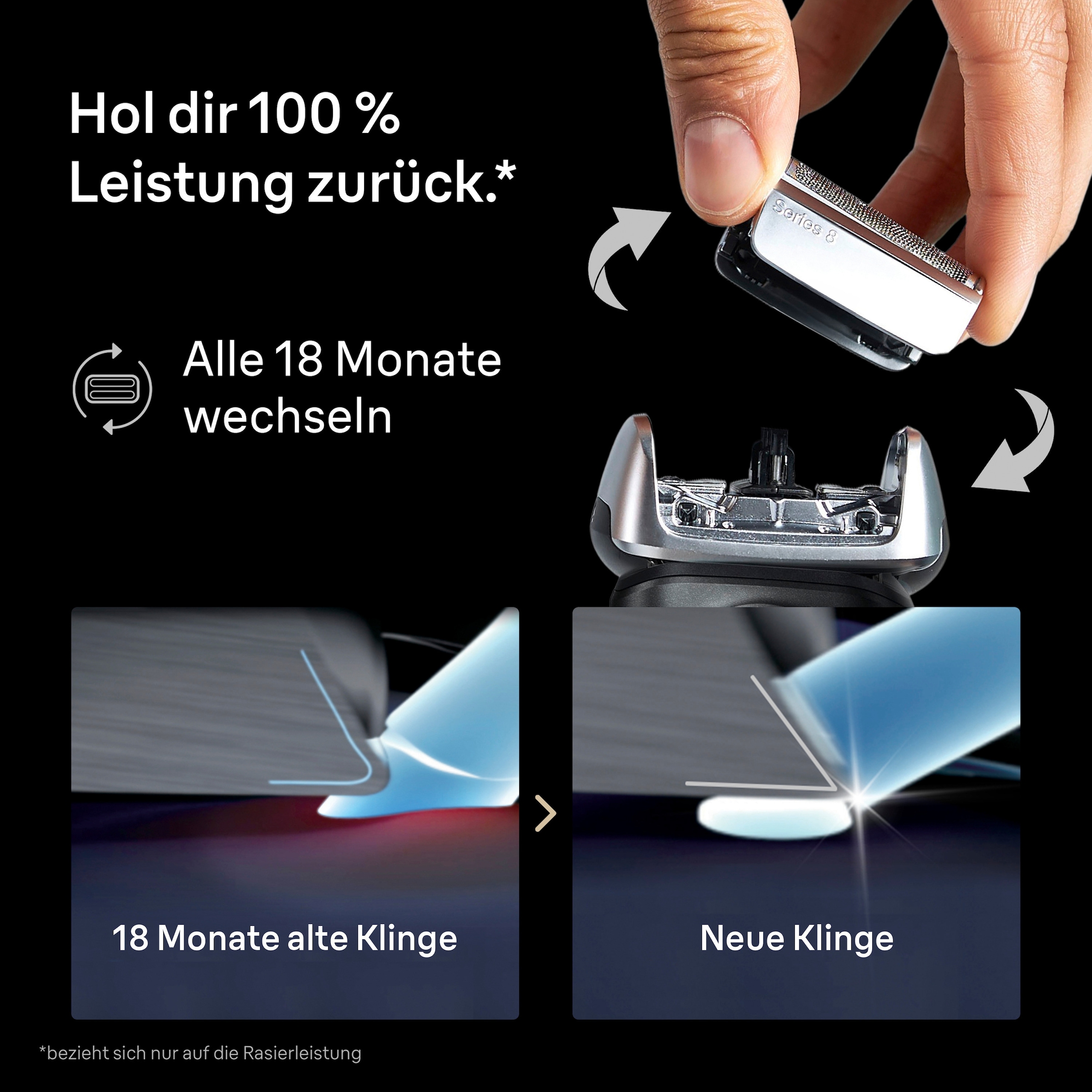 Braun Ersatzscherkopf »Series 8 83M«, Kompatibel mit allen Series 8 Rasierern, ORIGINAL vom Hersteller